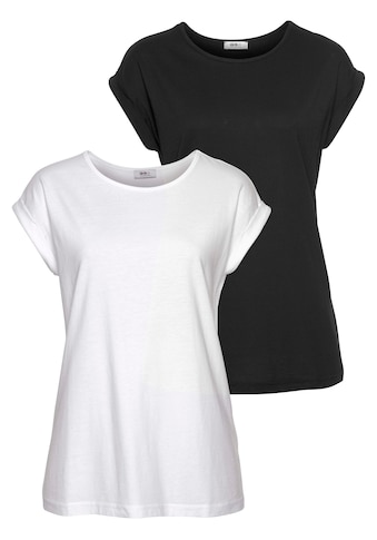 Flashlights T-Shirt, (2er-Pack), mit überschnittenen Schultern & kleinem Ärmelaufschlag kaufen