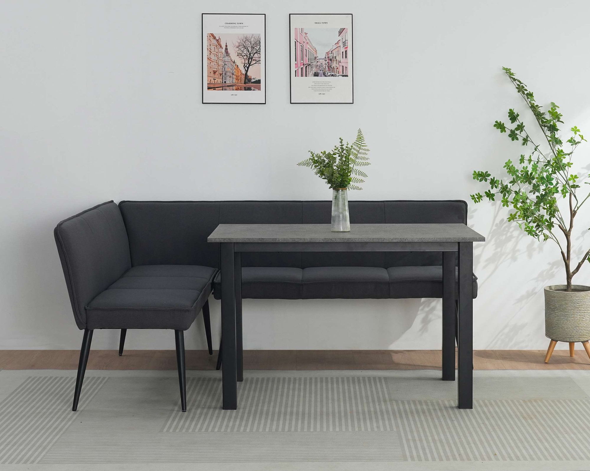 GOODproduct Essbank »Ianna« schwarze Metallbeine, pflegeleichtem Webstoff Bezug, Breite 193 cm