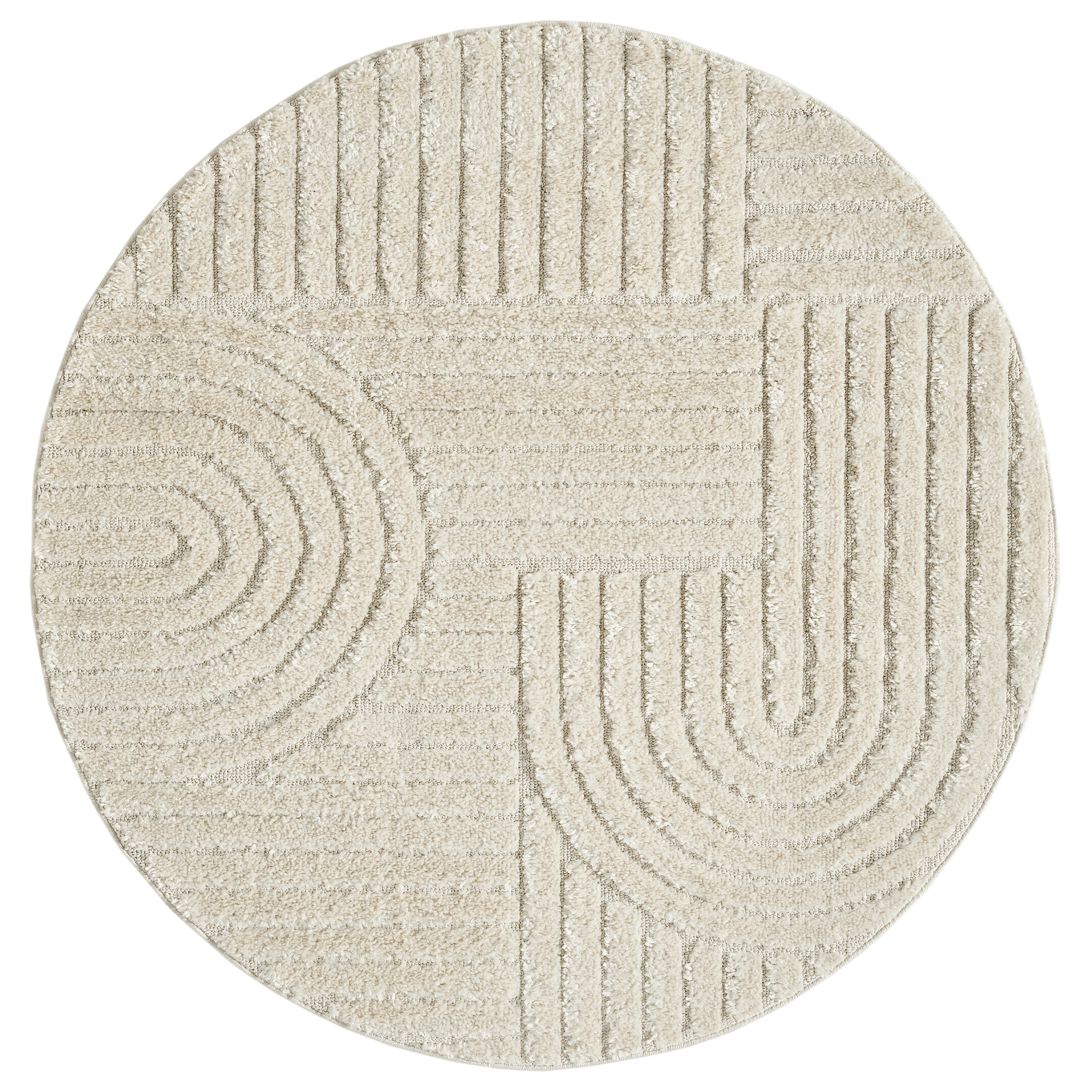 GOODproduct Teppich »Jonne, Boho-Design, Scandi, Designteppich« rund 20 mm Höhe Hoch-Tief, 3D Optik, skandinavischer Stil, Wohnzimmer, Schlafzimmer