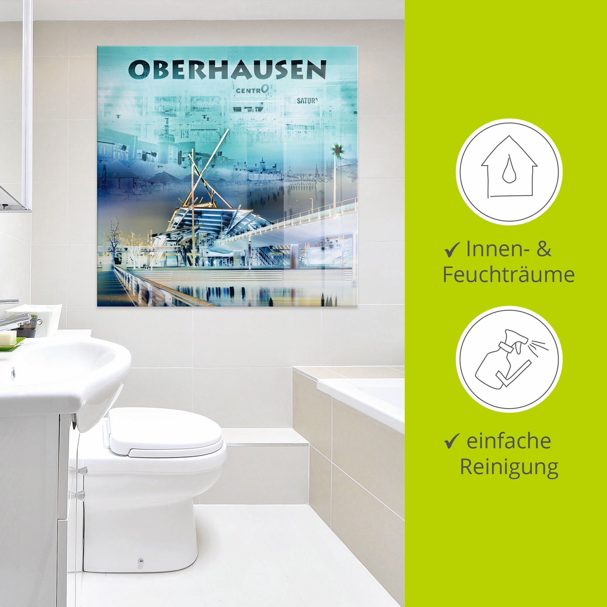 Artland Glasbild »Oberhausen Skyline Abstrakte Collage«, Deutschland, (1 St.), in verschiedenen Grössen