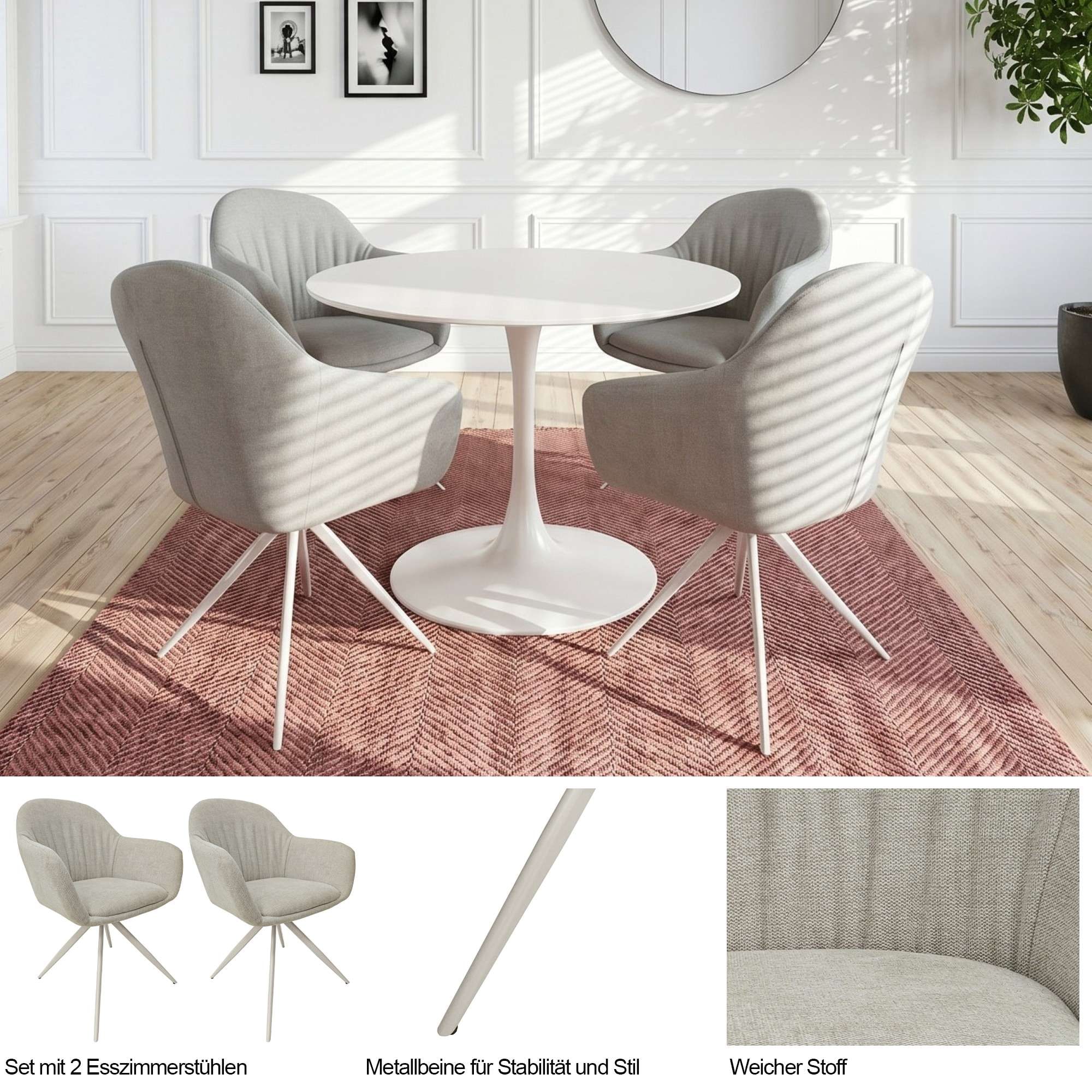 GOODproduct Esszimmerstuhl »Avisio« () 2 Stk.Gepolsterte Rückenlehne, Armlehne und Sitzfläche, Sitzhöhe 50 cm