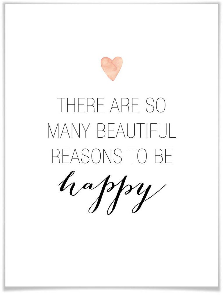 Image of Wall-Art Poster »Be happy«, Schriftzug, (1 St.), Poster, Wandbild, Bild, Wandposter bei Ackermann Versand Schweiz