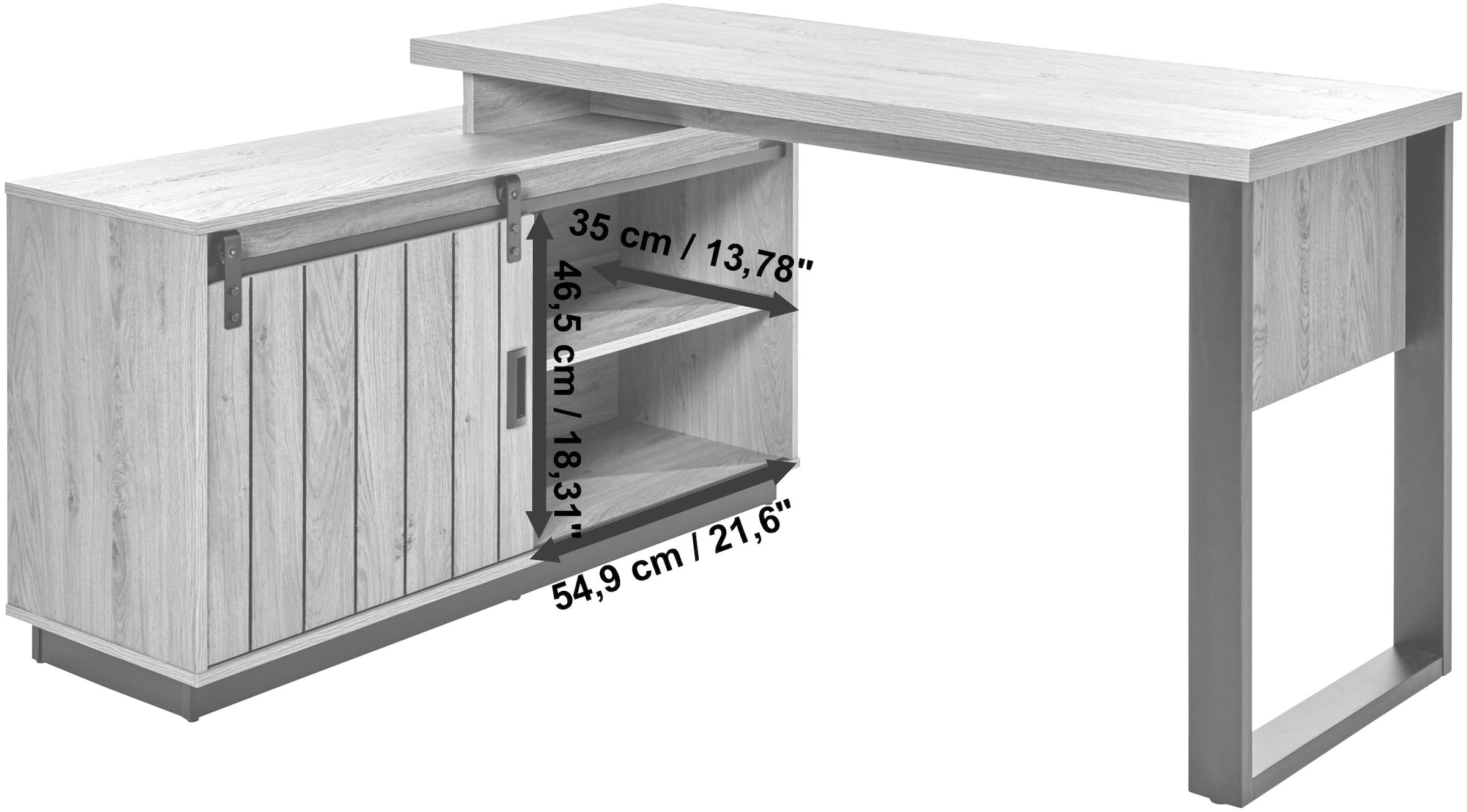 Jahnke Eckschreibtisch »SLIDE C 150 E« 1 Stk. tlg. wechselseitig montierbar, mit Schiebetür, Schenkelmass 150 x 116 cm