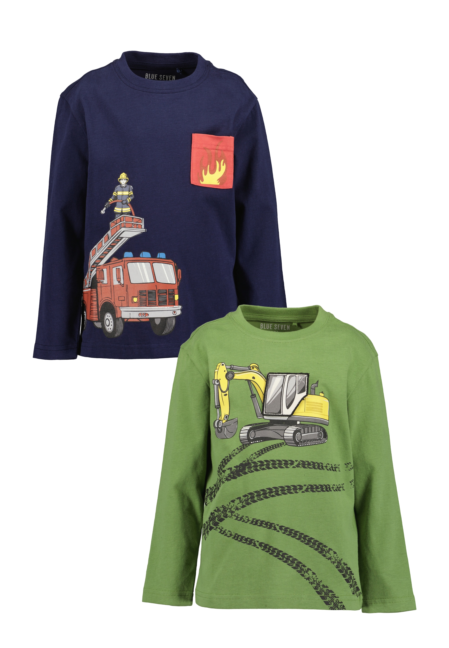 Image of Blue Seven Langarmshirt Packung, 2 Baumwolle, mit aufgesetzter Tasche und beweglicher Applikation
