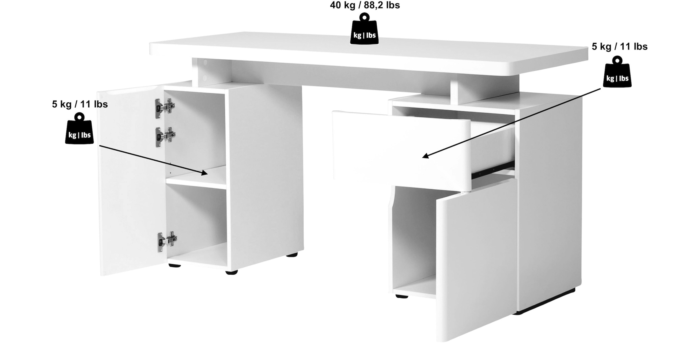 Jahnke Schreibtisch »CU-LIBRE 140« 1 Stk. tlg. Platzsparender Arbeitsplatz, mit 1 Schublade und 2 Türen, 135 cm