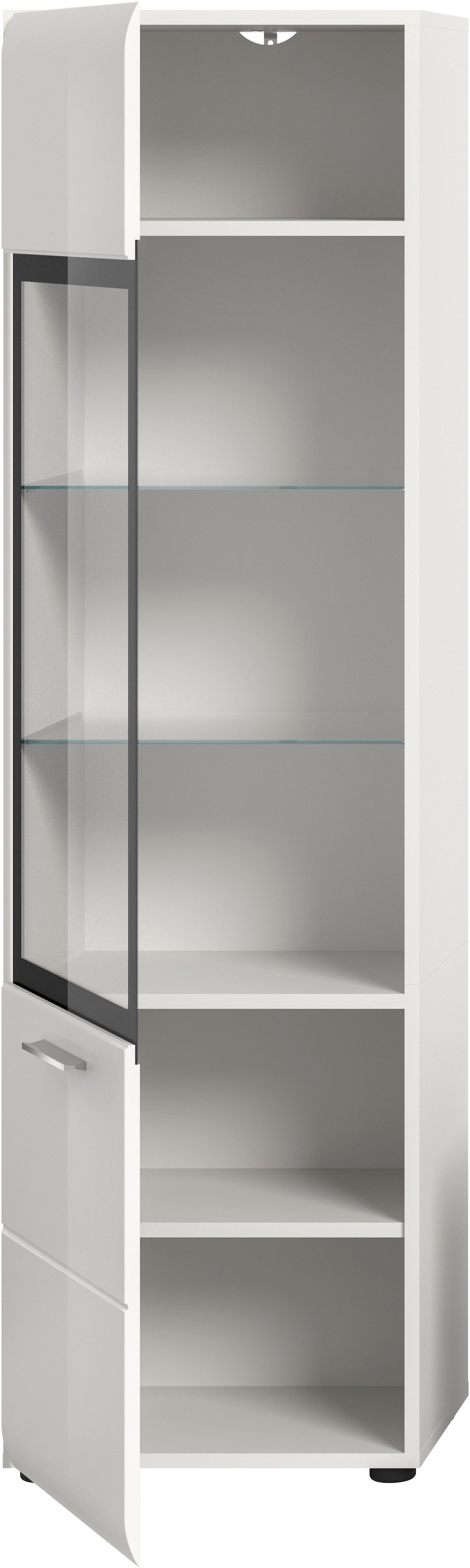 INOSIGN Vitrine »FLORENZ, Höhe: 160 cm, hochwertige MDF-Front, Glastür, Glasböden« 1 Stk. tlg. Vitrine, Vitrine weiss, Vitrinenschrank, Wohnzimmervitrine, Wohnzimmer