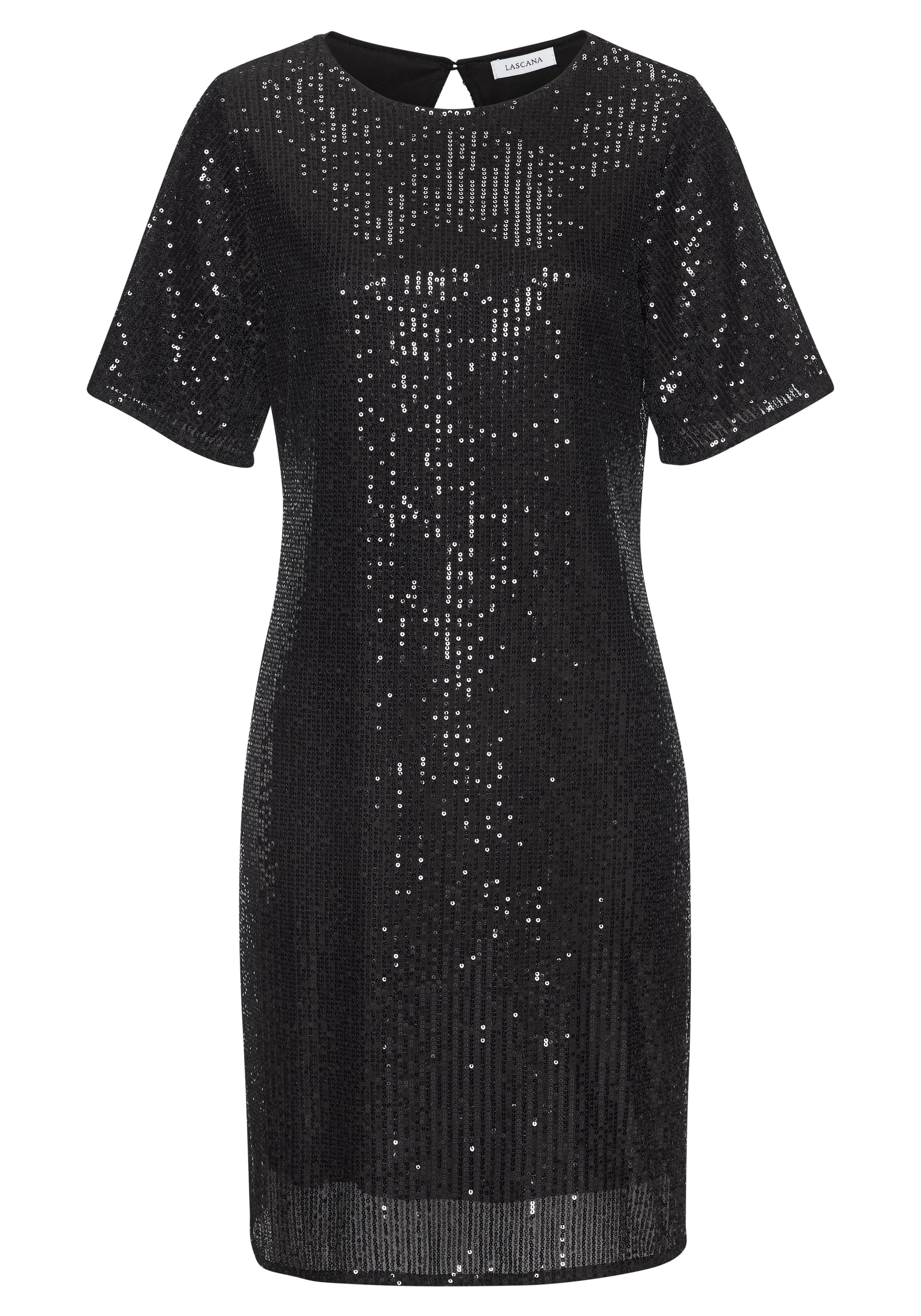 LASCANA Paillettenkleid, festlich, Glitzerkleid mit kurzen Ärmeln