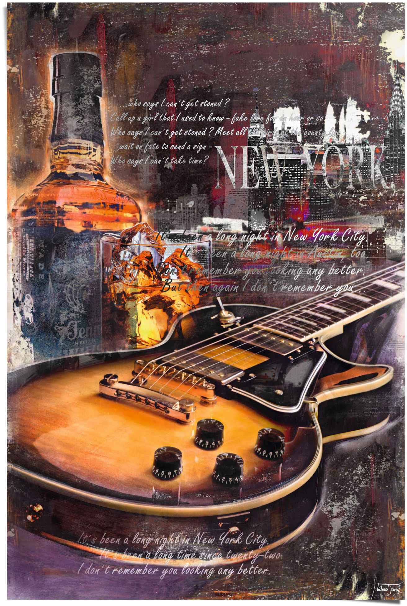 »Guitar (1 Blues St.) acheter confortablement Reinders! Poster Night«,