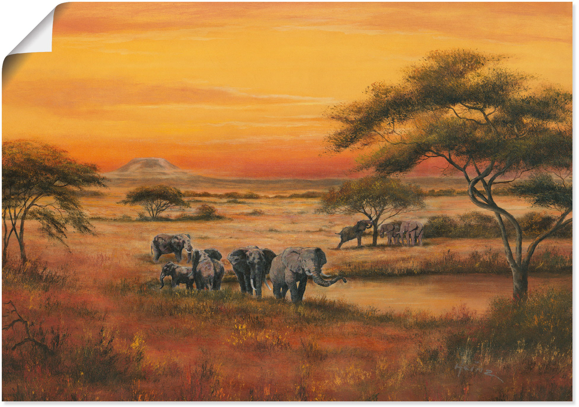 Image of Artland Wandbild »Afrika Elefanten«, Afrika, (1 St.), in vielen Grössen & Produktarten - Alubild / Outdoorbild für den Aussenbereich, Leinwandbild, Poster, Wandaufkleber / Wandtattoo auch für Badezimmer geeignet bei Ackermann Versand Schweiz