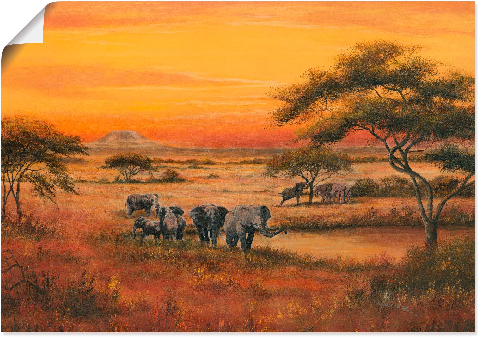 Image of Artland Wandbild "Afrika Elefanten" Afrika 1 Stk. tlg. als Alubild, Leinwandbild, Poster in verschied. Grössen