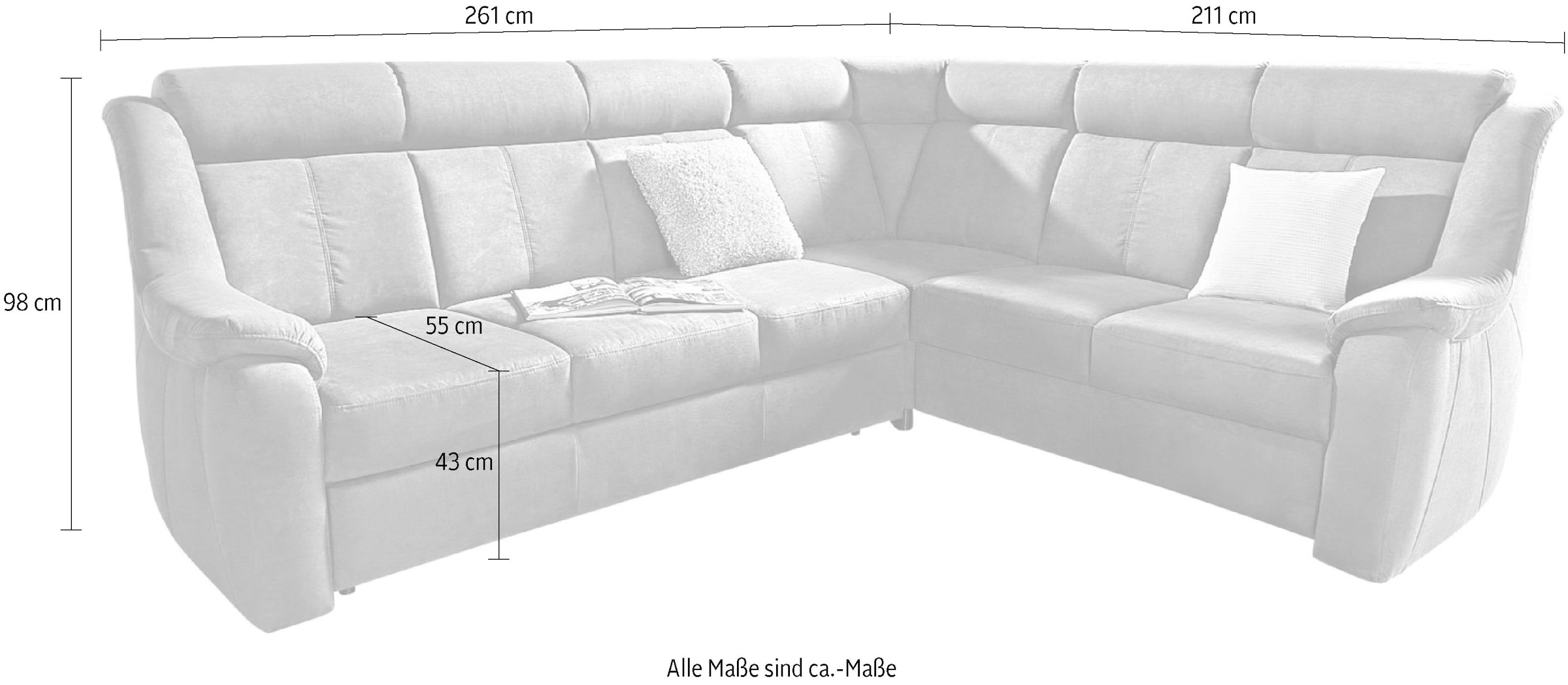 sit&more Ecksofa »Basel L-Form«, wahlweise mit Relaxfunktion