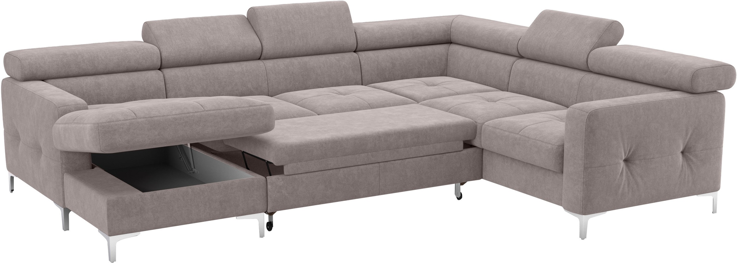 COTTA Wohnlandschaft »Sammy U-Form« mit Kopfteilverstellung, wahlweise mit Bettfunktion & Bettkasten