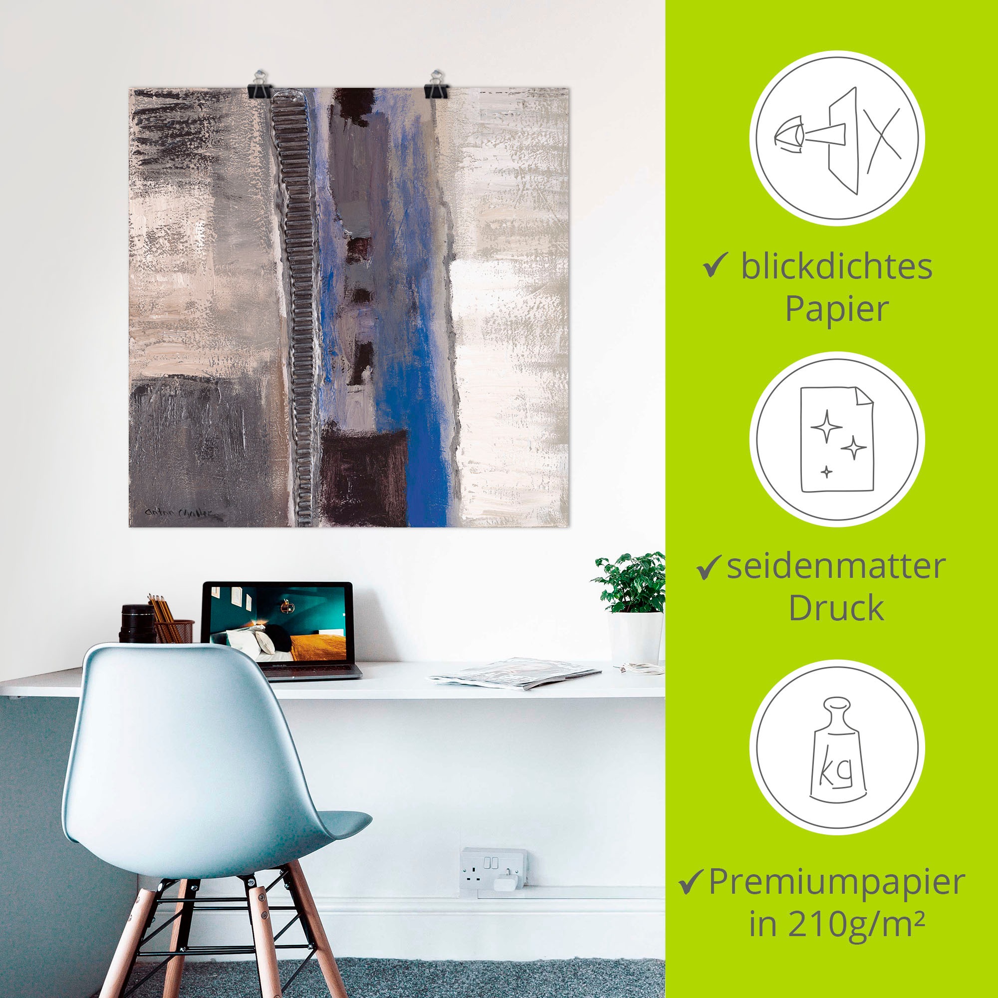 Artland Wandbild »Blau-silber Abstrakt II«, Muster, (1 St.), als Leinwandbild, Poster in verschied. Grössen