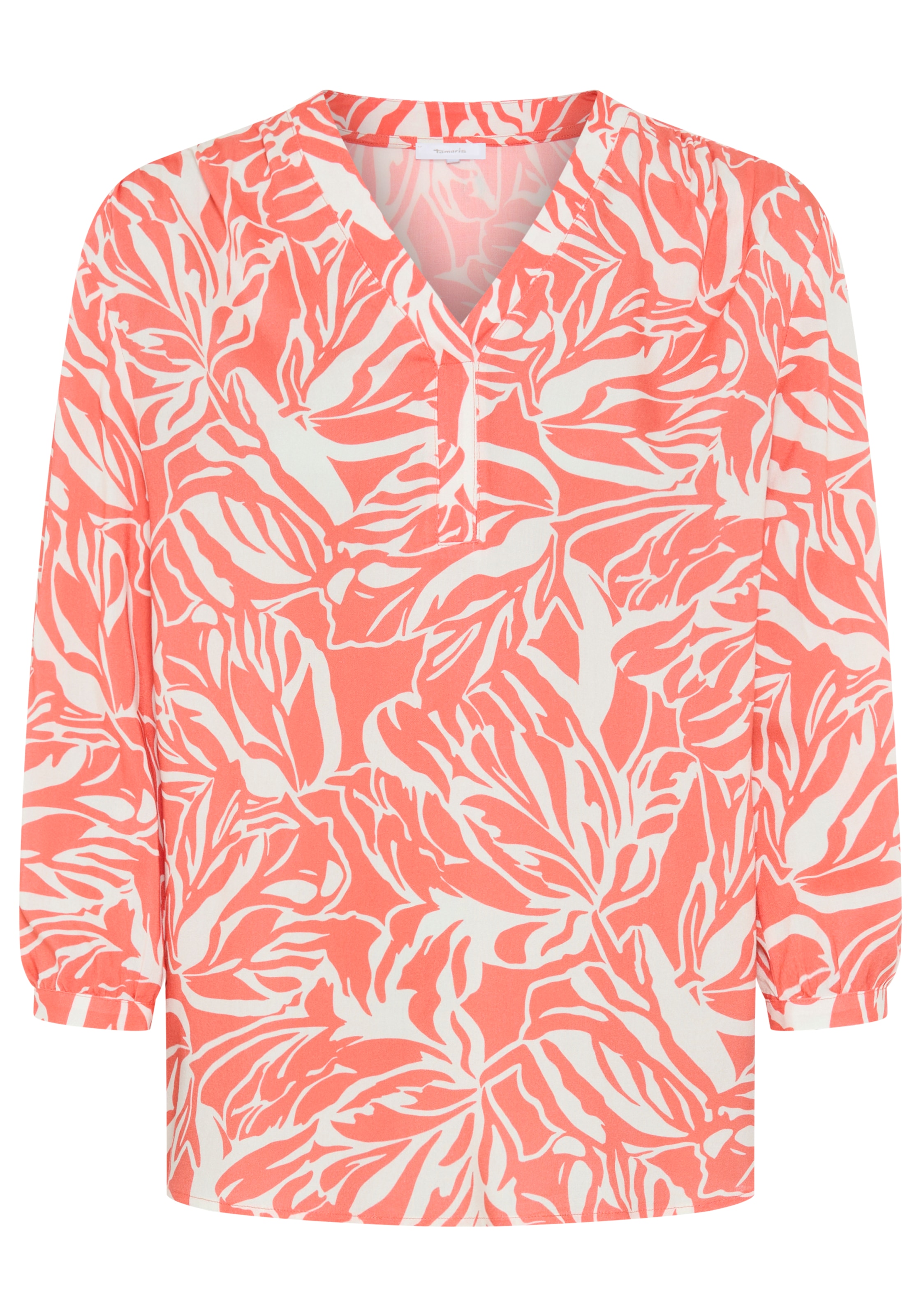 Tamaris Blouse à pression mit 3/4 Ärmeln und femininen V-Ausschnitt