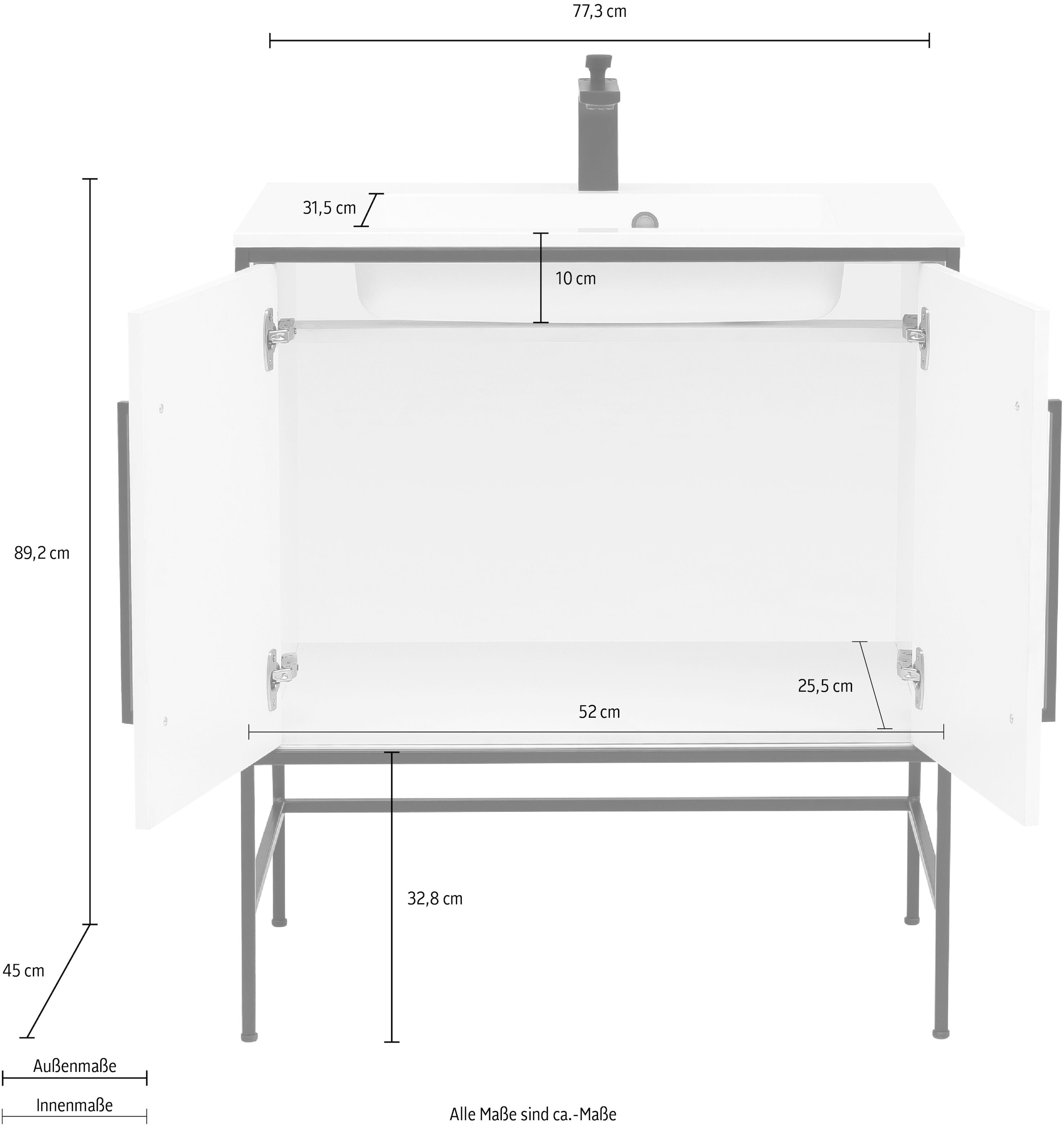 Schildmeyer Table de lavage »Moris« mit Mineralgussbecken, Breite 77 cm