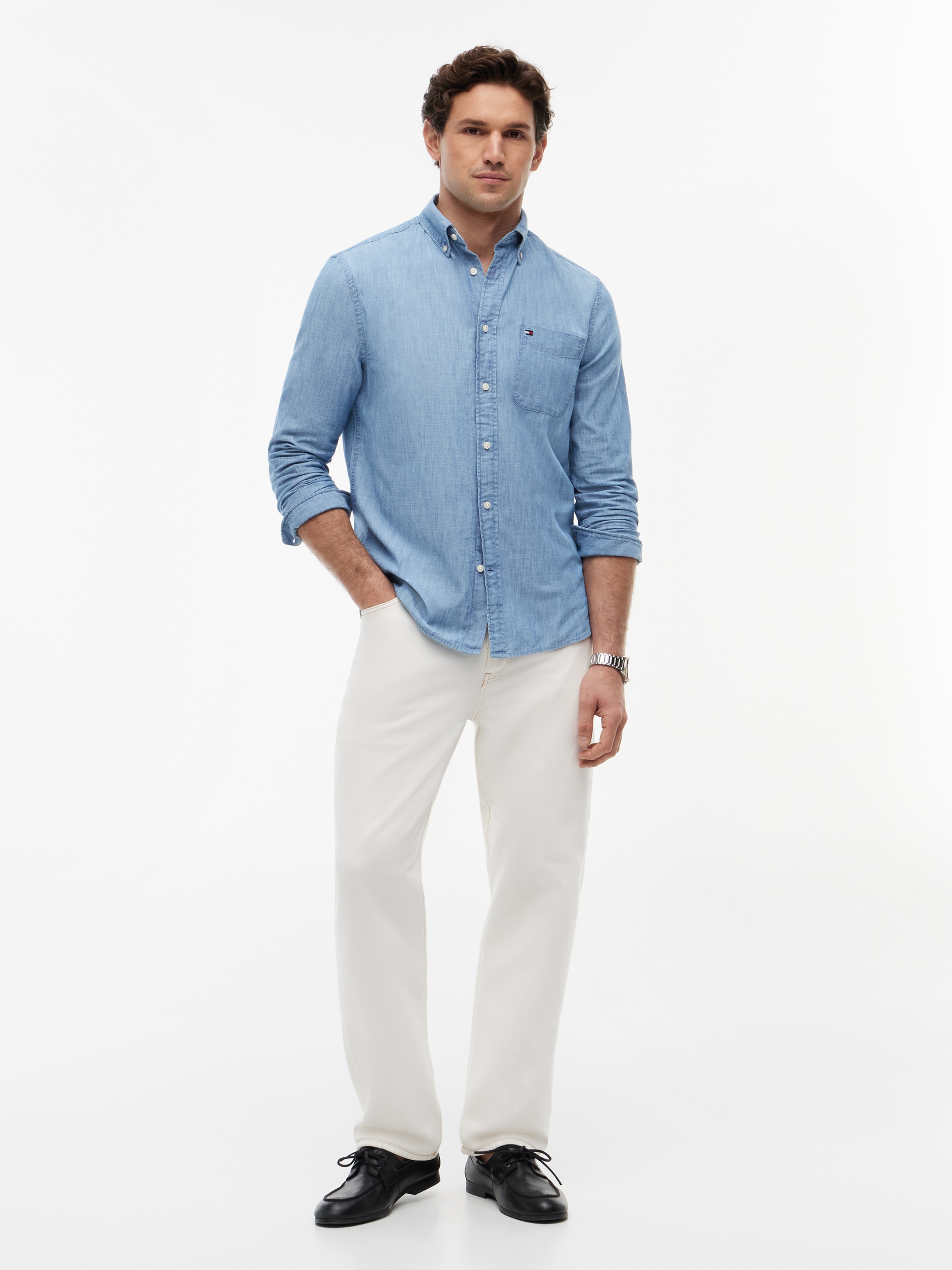 Tommy Hilfiger Langarmhemd »CHAMBRAY POCKET Regular Fit«