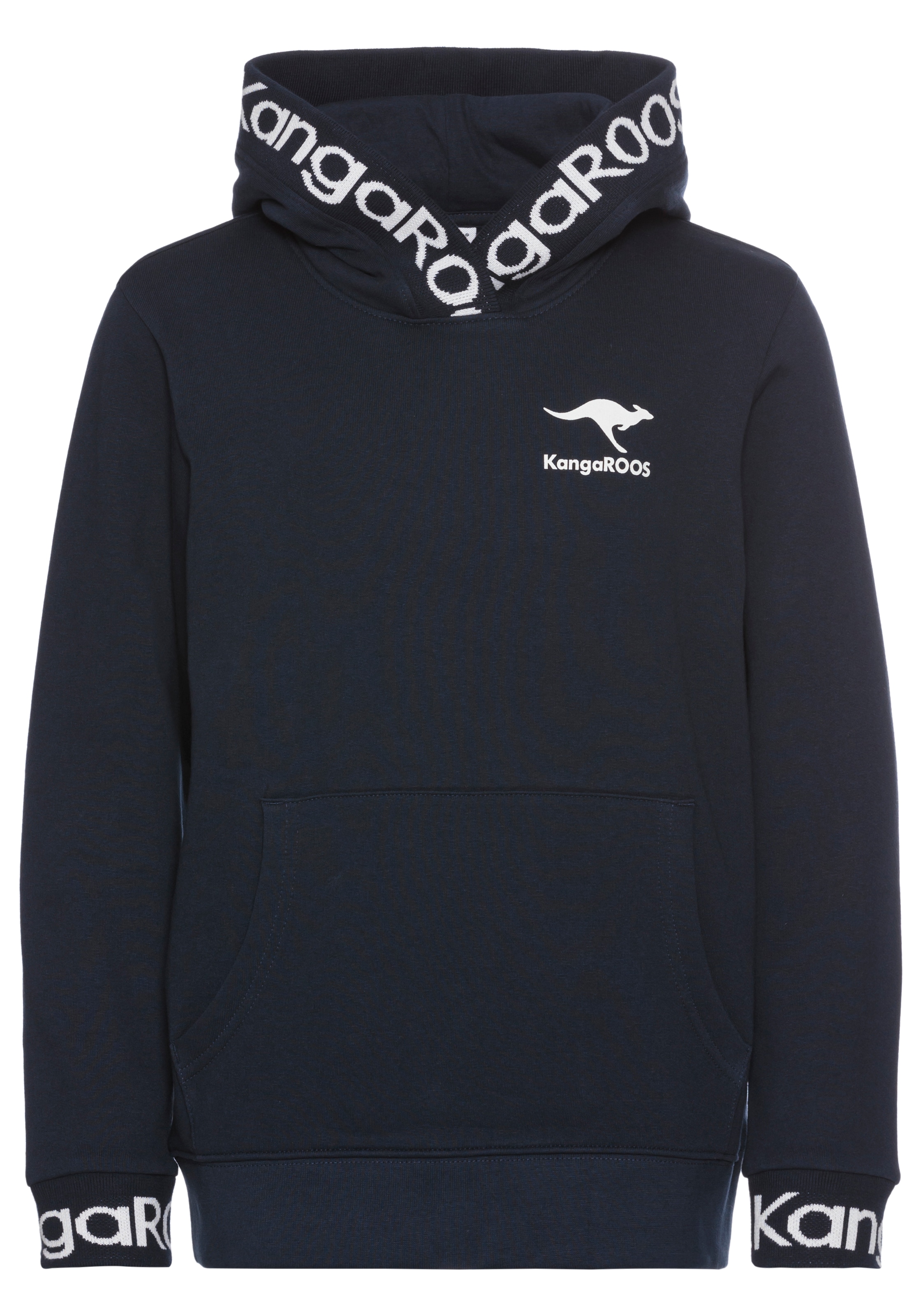 KangaROOS Kapuzensweatshirt »Rückendruck«, und Logo-Schriftzüge an Bündchen