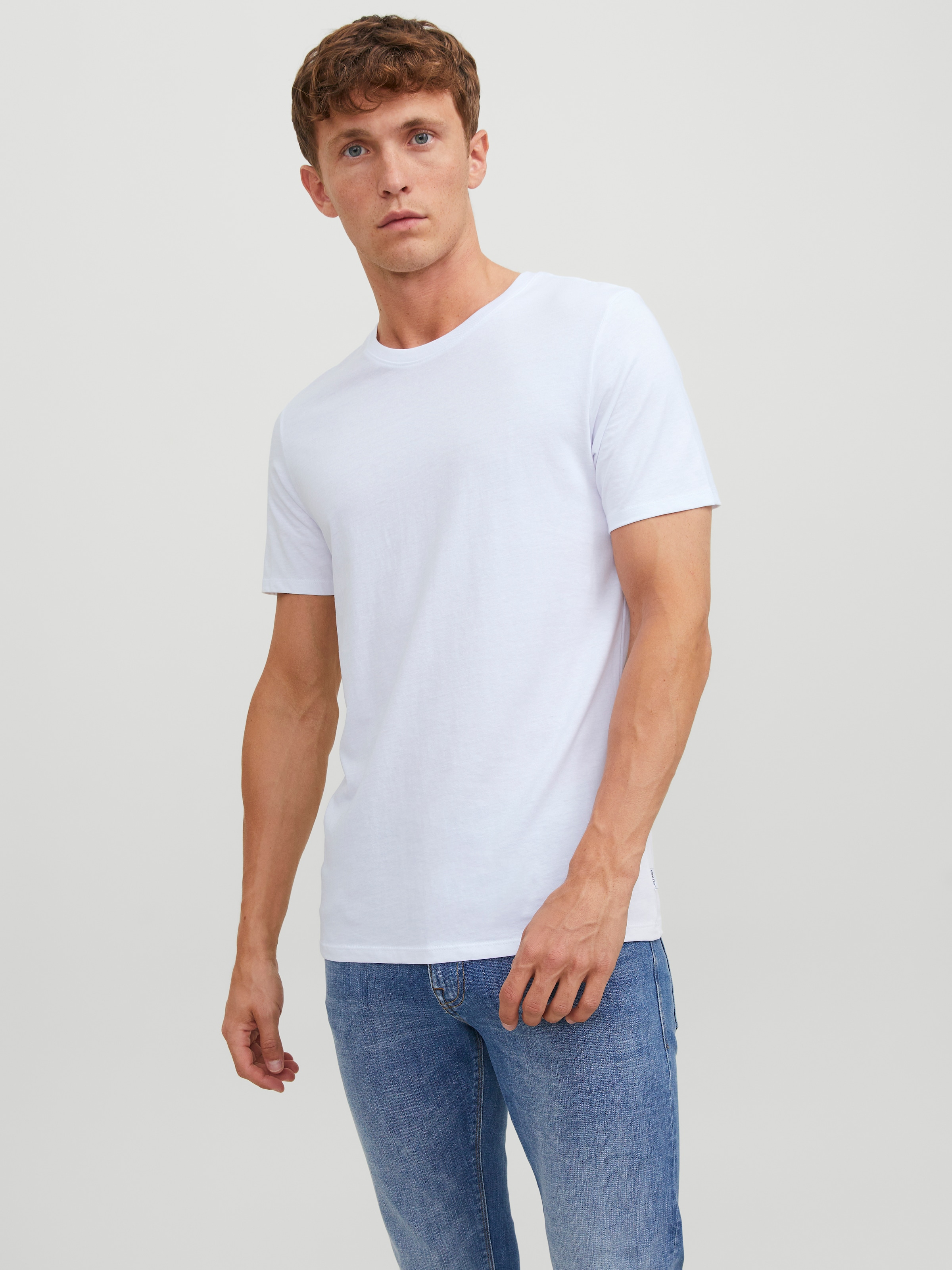 Jack & Jones T-shirt »JACBASIC mit Rippbündchen und angenehmem Tragekomfort« ,  uni, tendance, coupe regular, coton, col rond