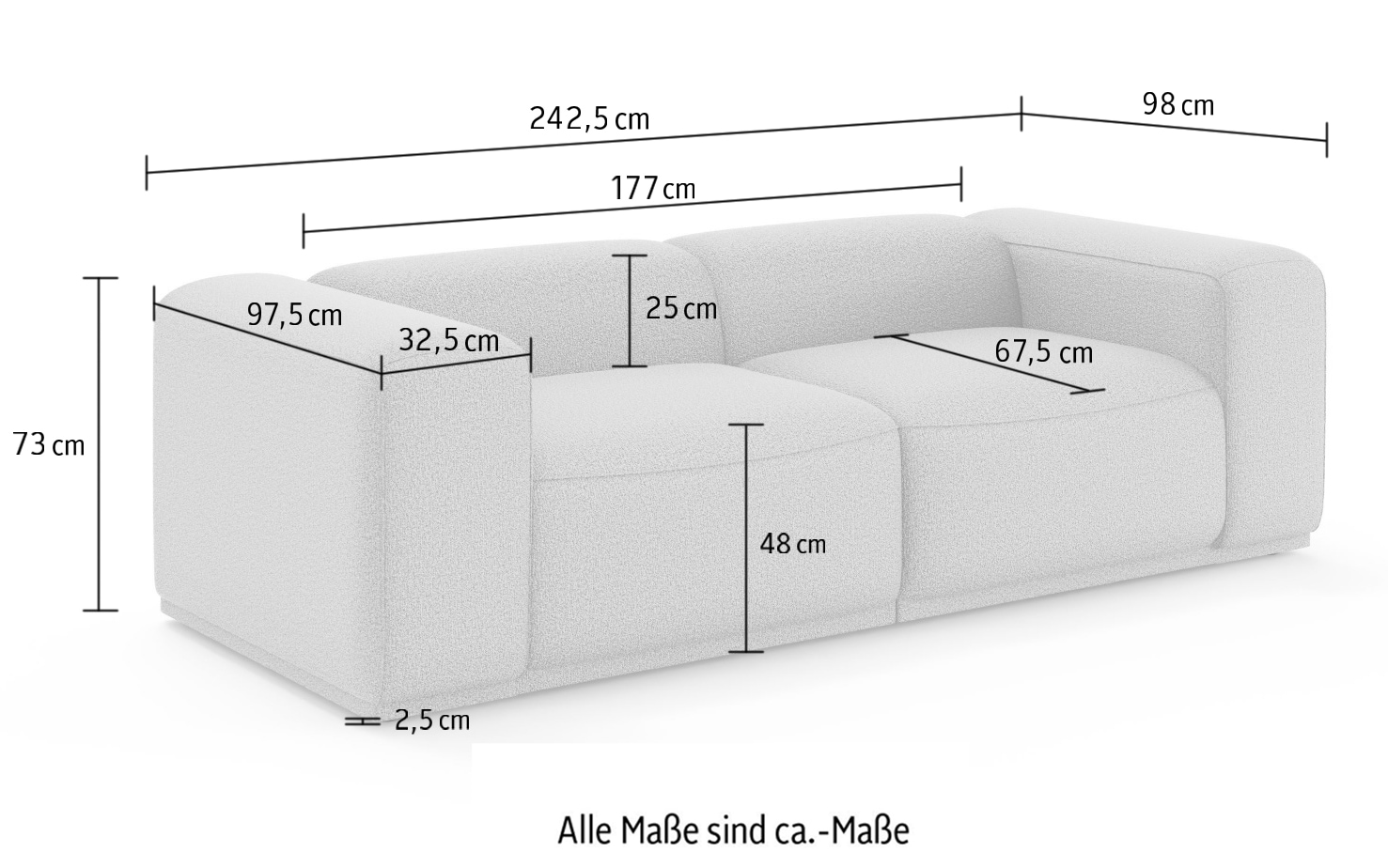 s.Oliver Big-Sofa »EMMERIK Designersofa, 3-Sitzer mit Wellenfederung, B/T/H: 242/98/73 cm« hoher Sitzkomfort, gemütlich und modern, auch in Cord