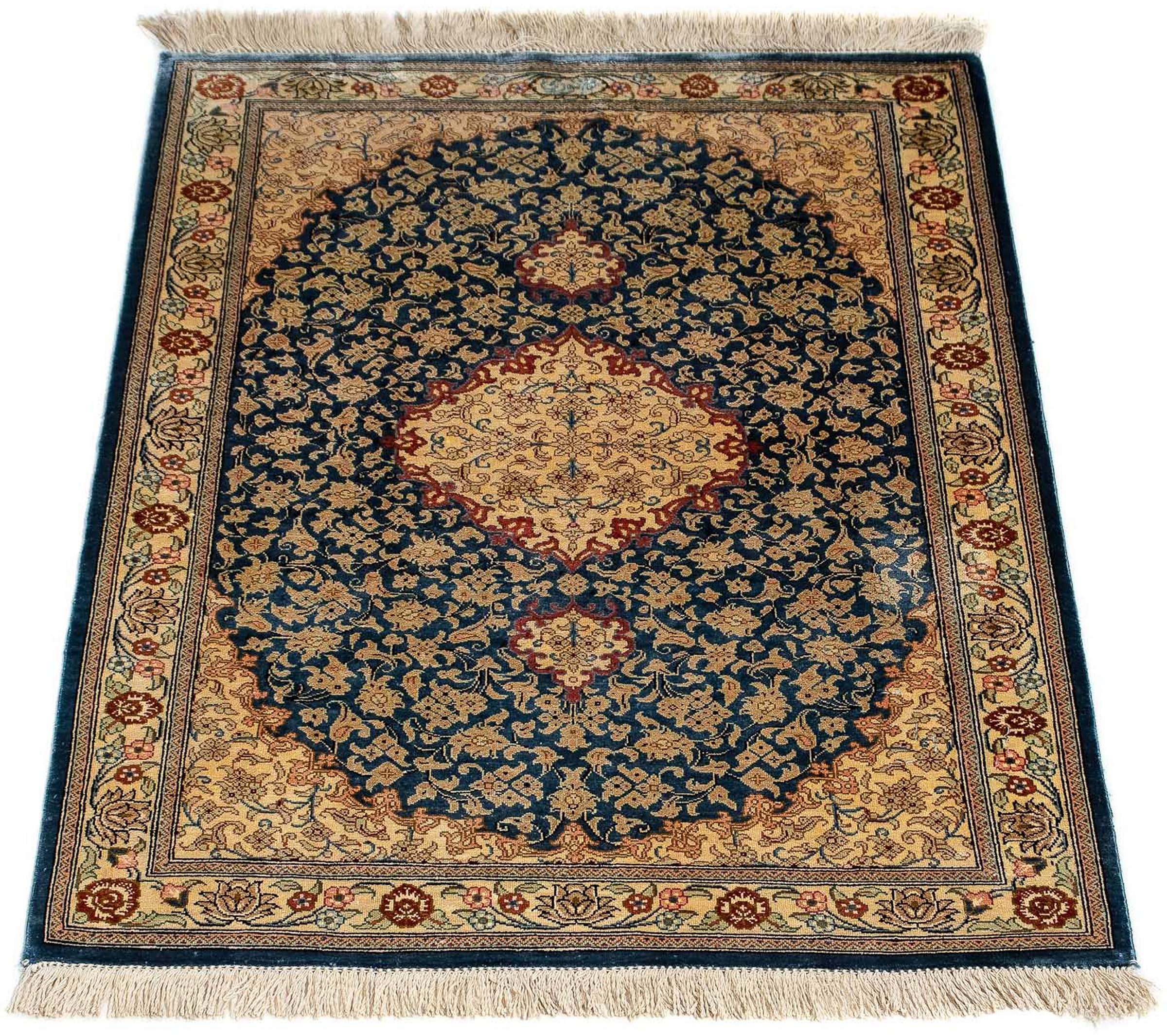 Image of morgenland Orientteppich »Perser - Ghom - 83 x 58 cm - dunkelblau«, rechteckig, 10 mm Höhe, Wohnzimmer, Handgeknüpft, Einzelstück mit Zertifikat bei Ackermann Versand Schweiz