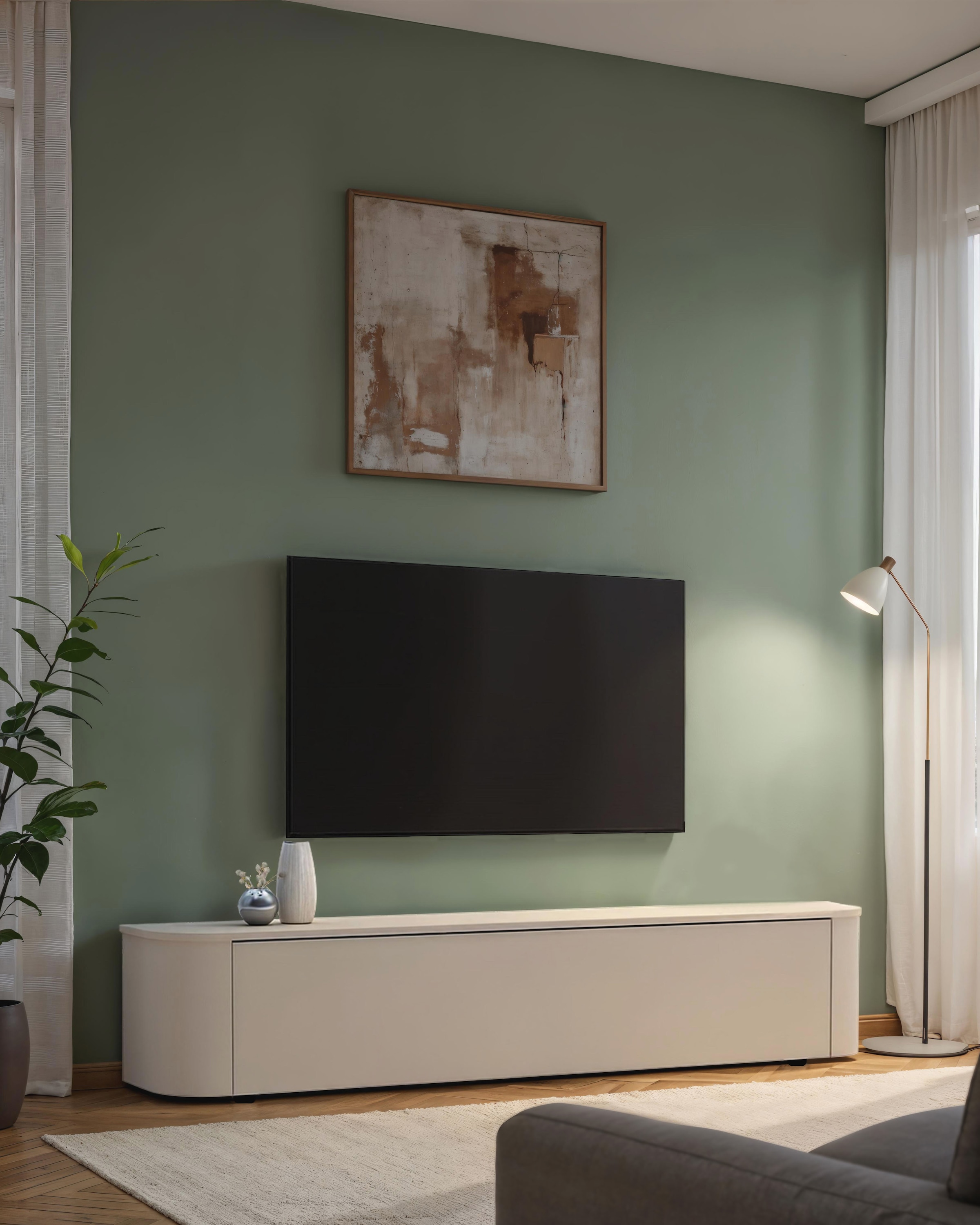 INOSIGN Lowboard »Lido, 181 cm breit, 1 Klappe, TV-Schrank, TV-Kommode, Medienboard« Formgebogenes MDF, Stirnseiten Rundung, Push-to-open, hängend/stehend