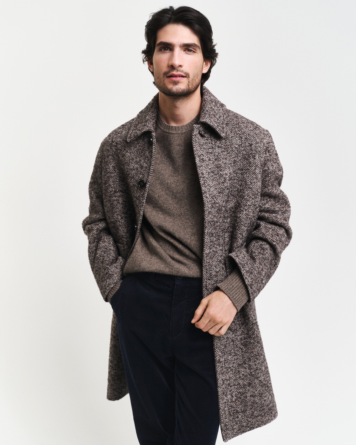 Gant Rundhalspullover »WOOL BLEND C-NECK«, in melierter Optik