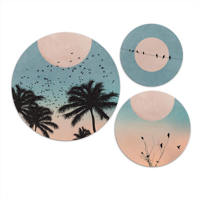 Image of Wall-Art Mehrteilige Bilder »Kubistika Sonnenuntergang rund«, (Set, 3 St.) bei Ackermann Versand Schweiz