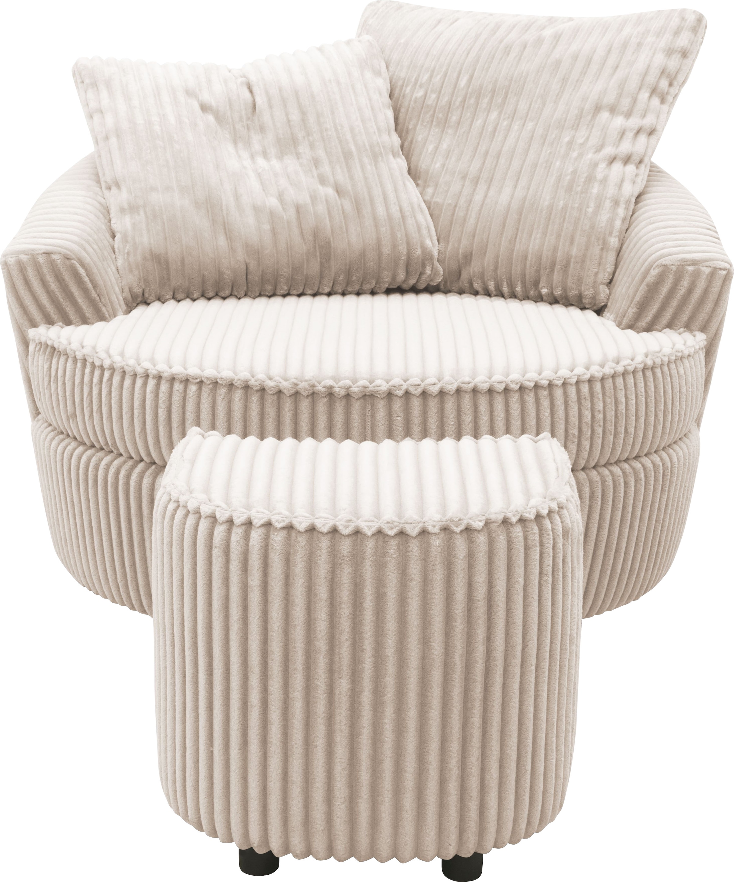 INOSIGN Drehsessel »AMECA, Relaxsessel mit Drehfunktion und Hocker, 122 x 126 x 76 cm,«, (Set, 2 St.), Love-Seat XXL und Lesesessel in Megacord