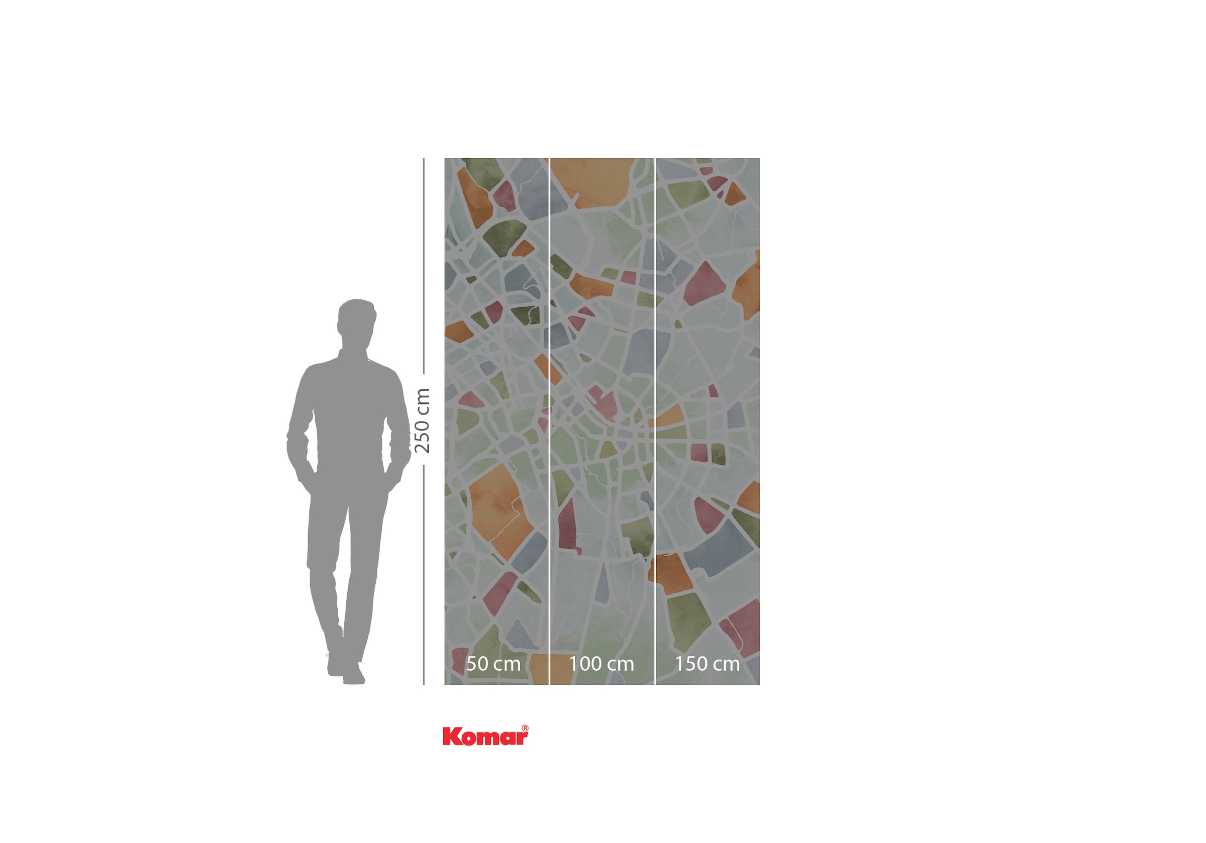 Komar Fototapete »Komar Vlies Fototapete - City Map - Grösse 150 x 250 cm«, bedruckt