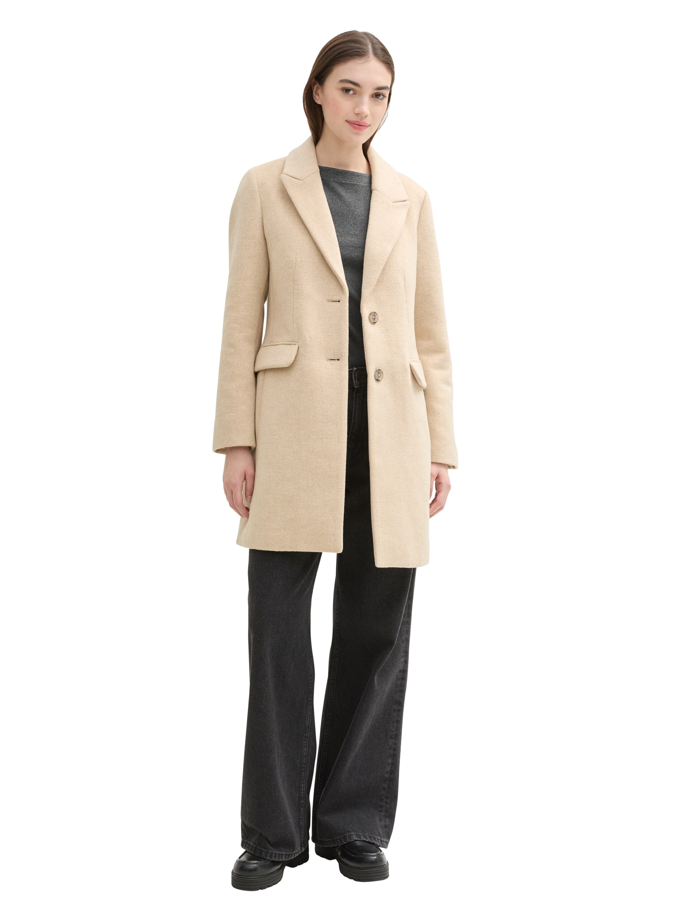 TOM TAILOR Denim Kurzmantel, mit Wolle