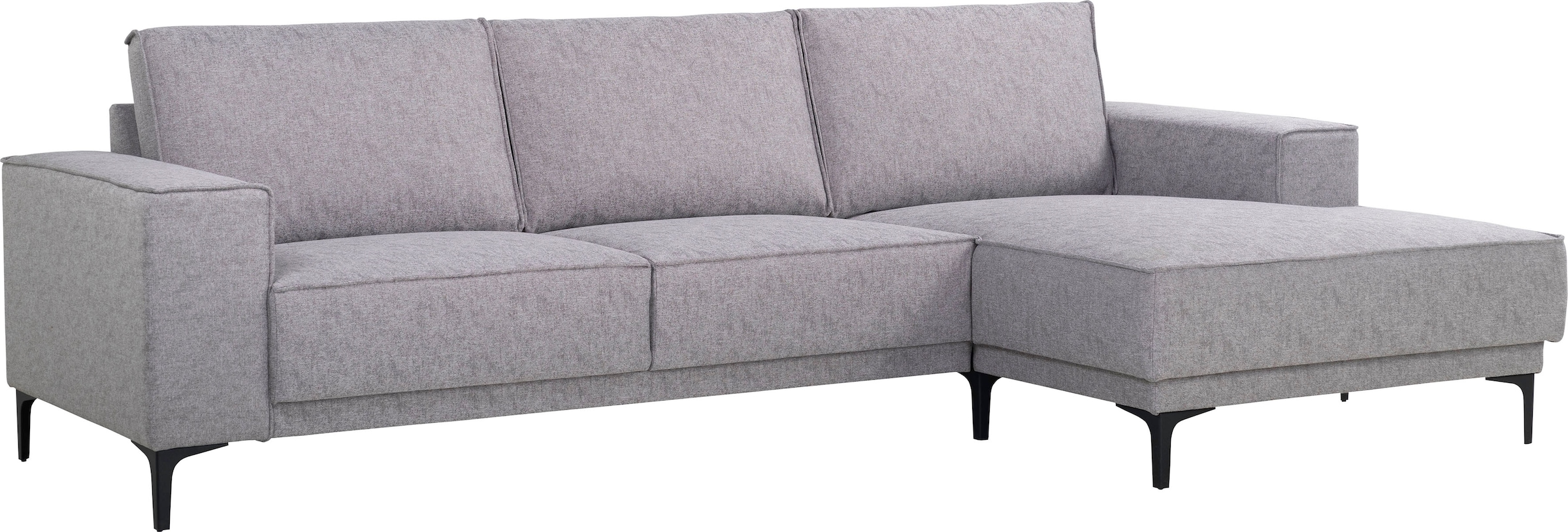 Places of Style Ecksofa »Polsterecke Oland, Struktur, Flachgewebe, Luxus-Microfaser, Boucle«, L-Form, 280 cm, Wellenunterfederung, Skandi-Design, Metallfüsse