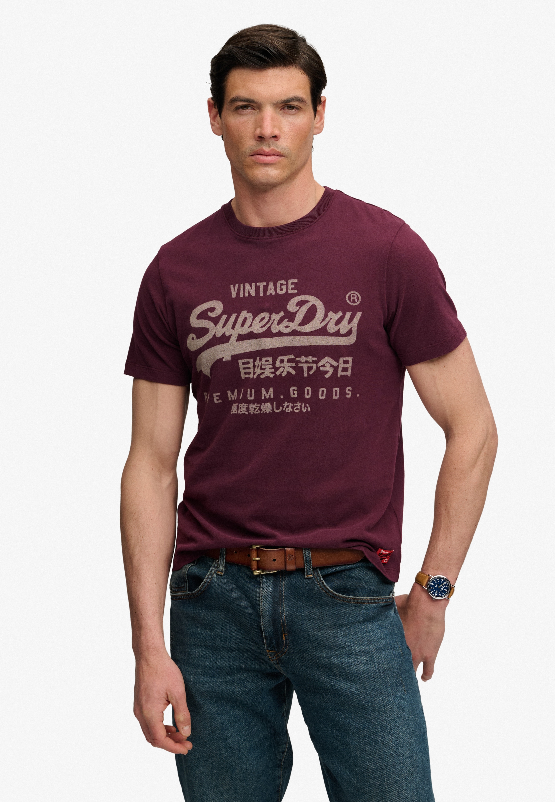 Image of Superdry Rundhalsshirt "VL CLASSIC TEE" Baumwolle, relaxed fit
