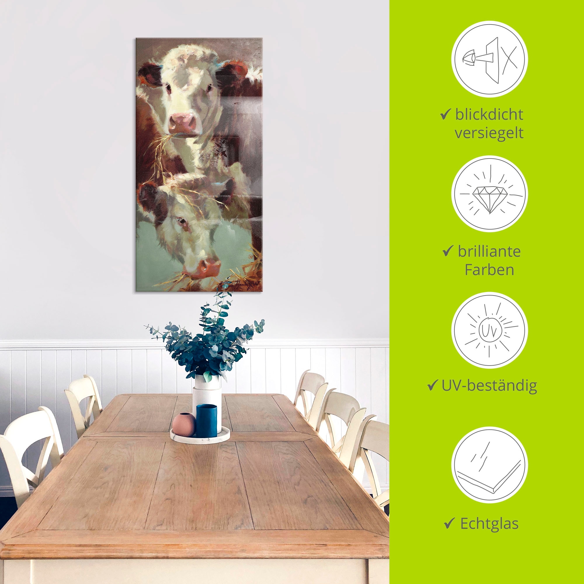 Artland Tableau en verre »Kauen und Schlucken« 1 cuis tlg. in verschiedenen Grössen