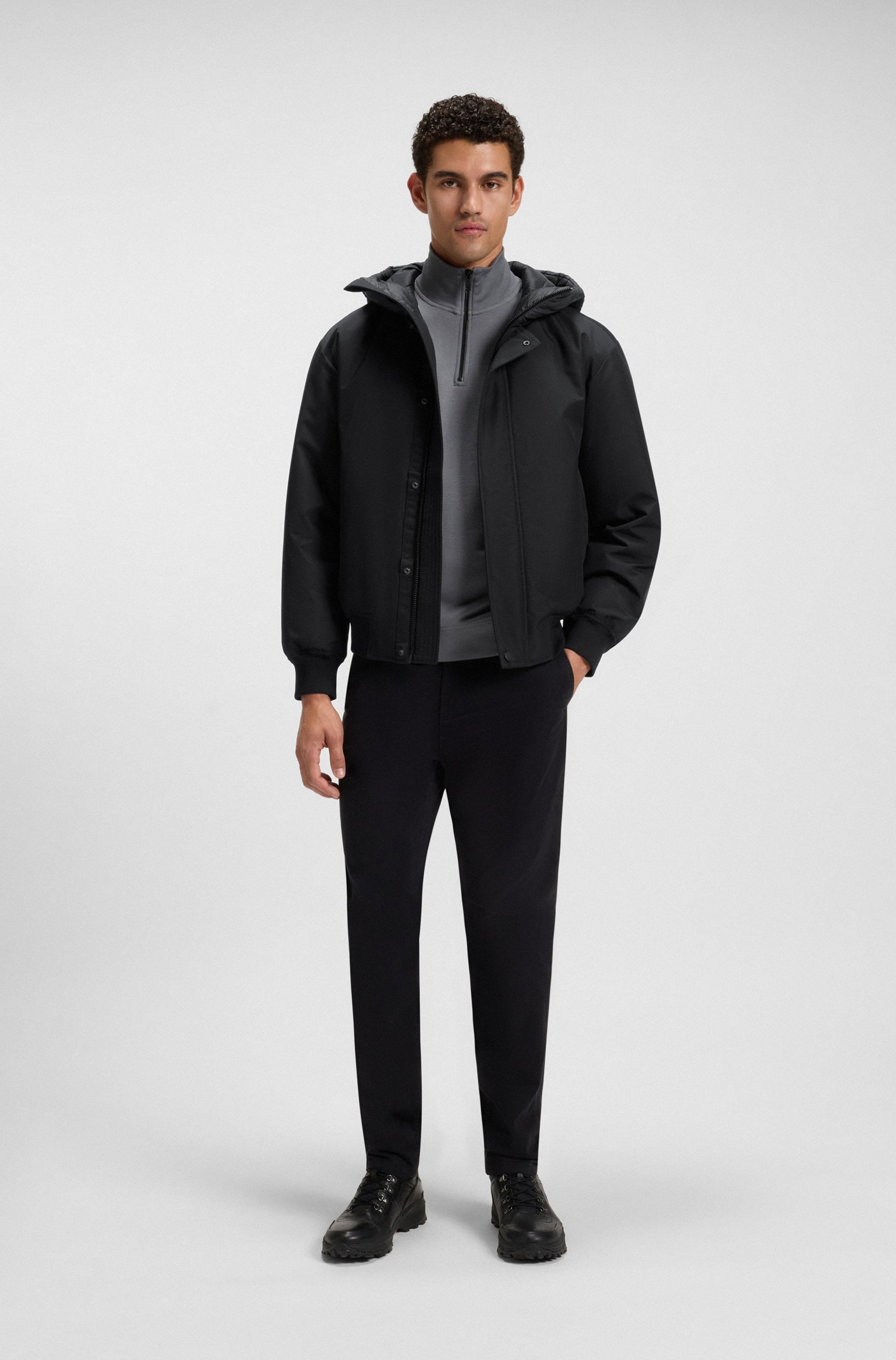 BOSS ORANGE Blouson »Osis«, mit Kapuze, relaxed fit, mit wattierter Kapuze, verdeckter Reissverschluss