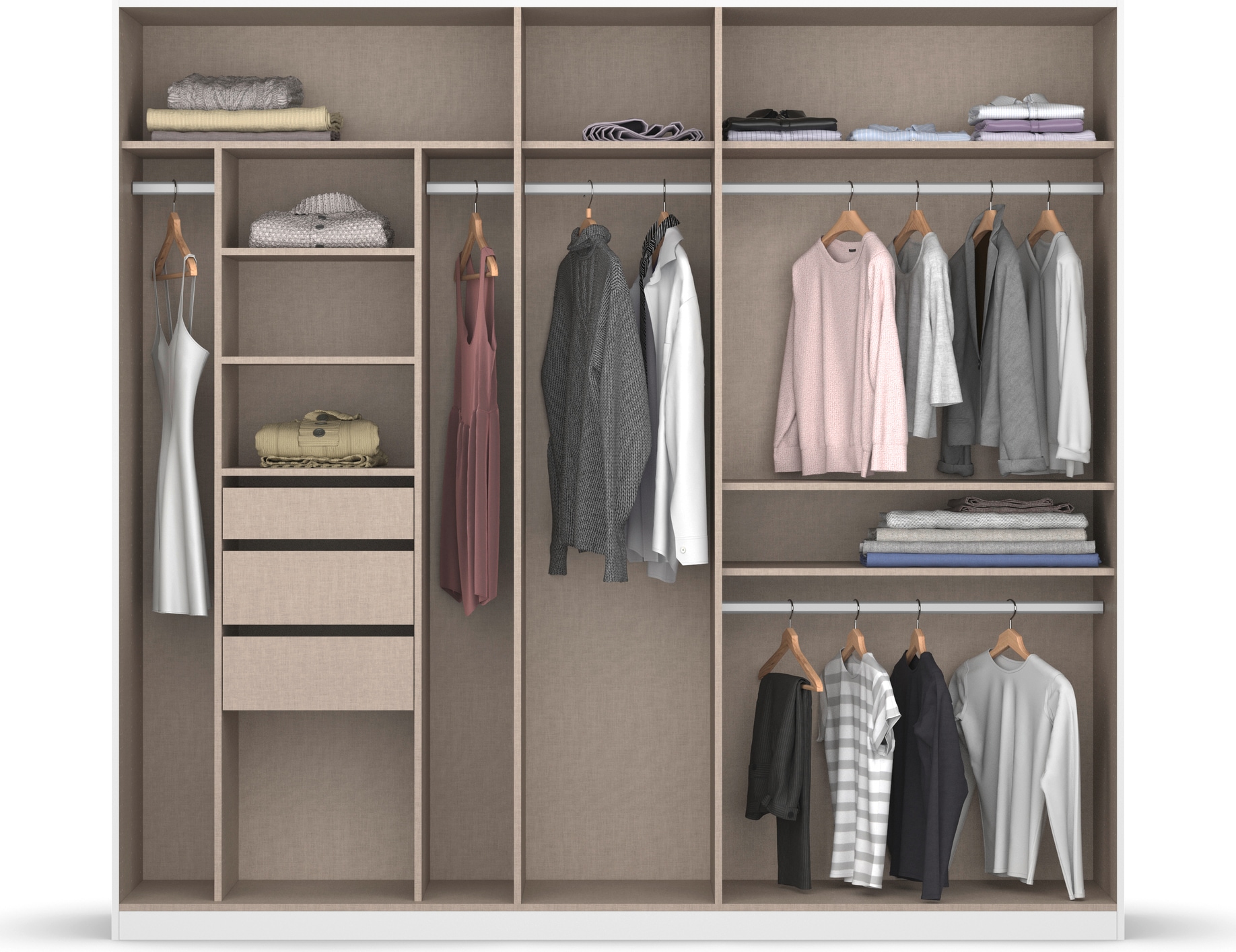GOODproduct Kleiderschrank »Mehrzweckschrank Aktenschrank Möbel Mietswohnung Schlafzimmer OTELI« erhältlich in Breiten 230/275 cm inkl. Innenschubladen und extra Böden,  inkl. Passepartout optional mit Beleuchtung MADE IN GERMANY