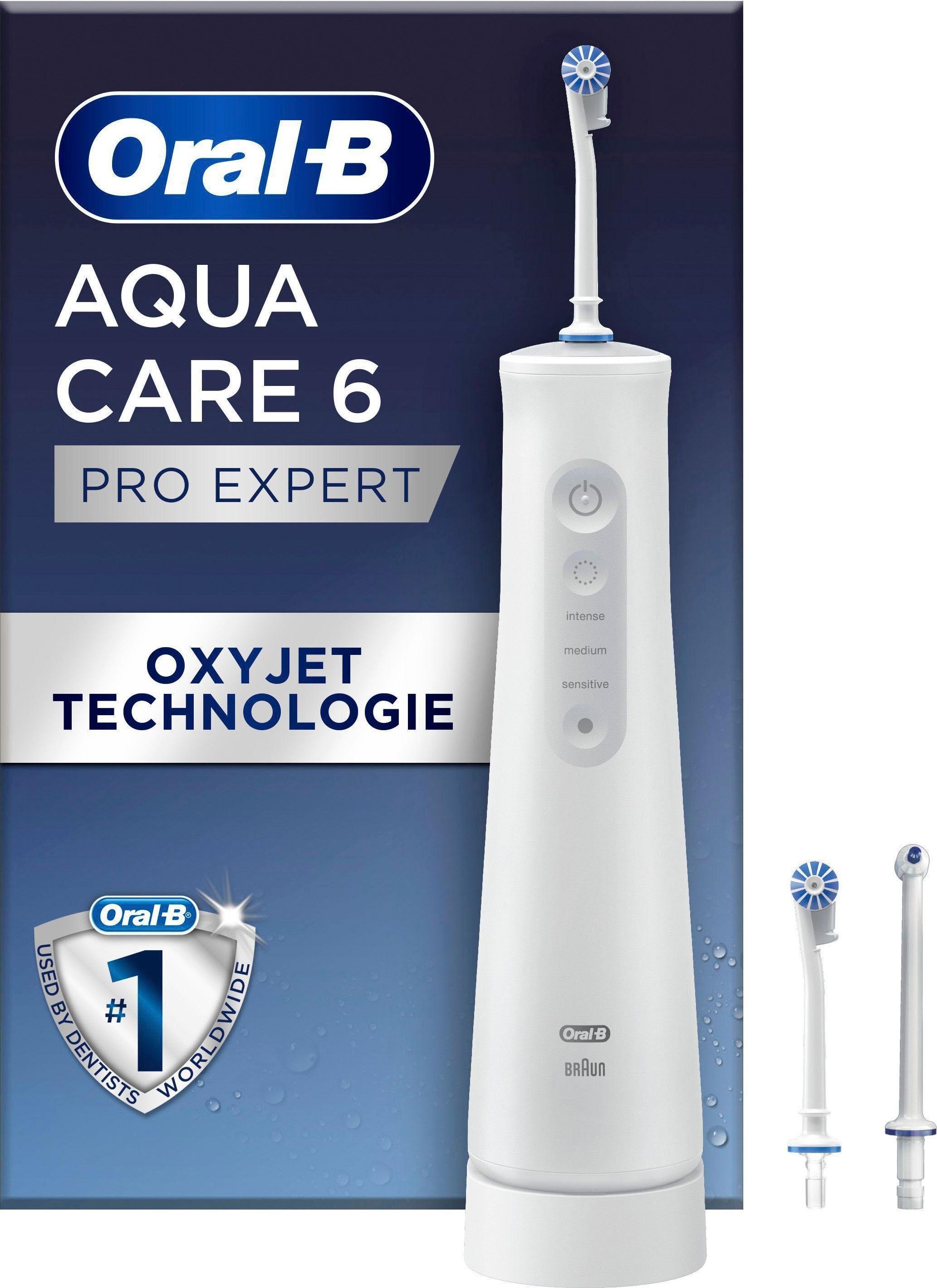 Image of Oral-B Munddusche "AquaCare 6" 3 Stk. Aufsätze Kabellose mit Oxyjet-Technologie