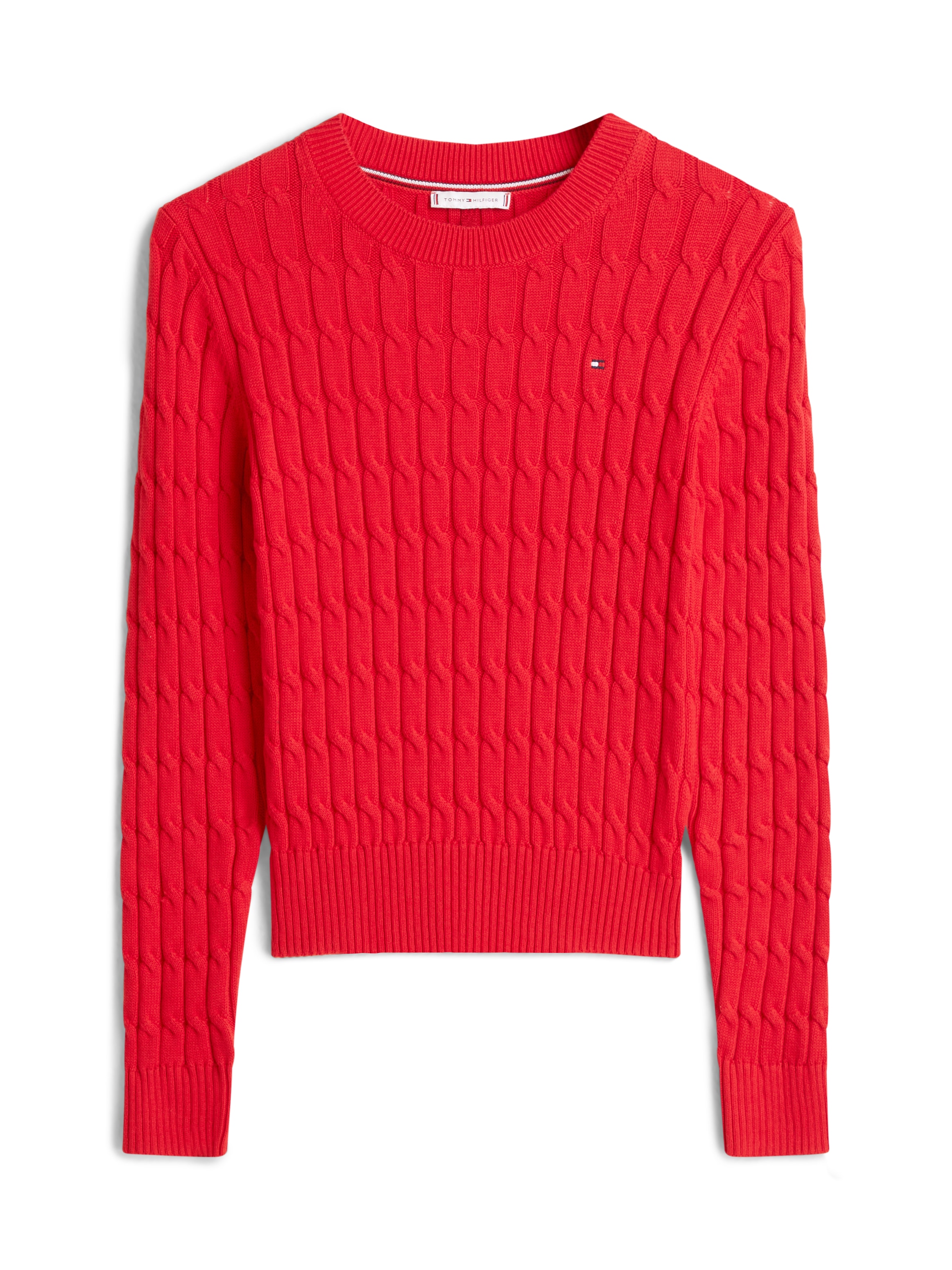 Tommy Hilfiger Pull à col rond »CO CABLE MID GG C-NK LS SWT« mit Zopfmuster