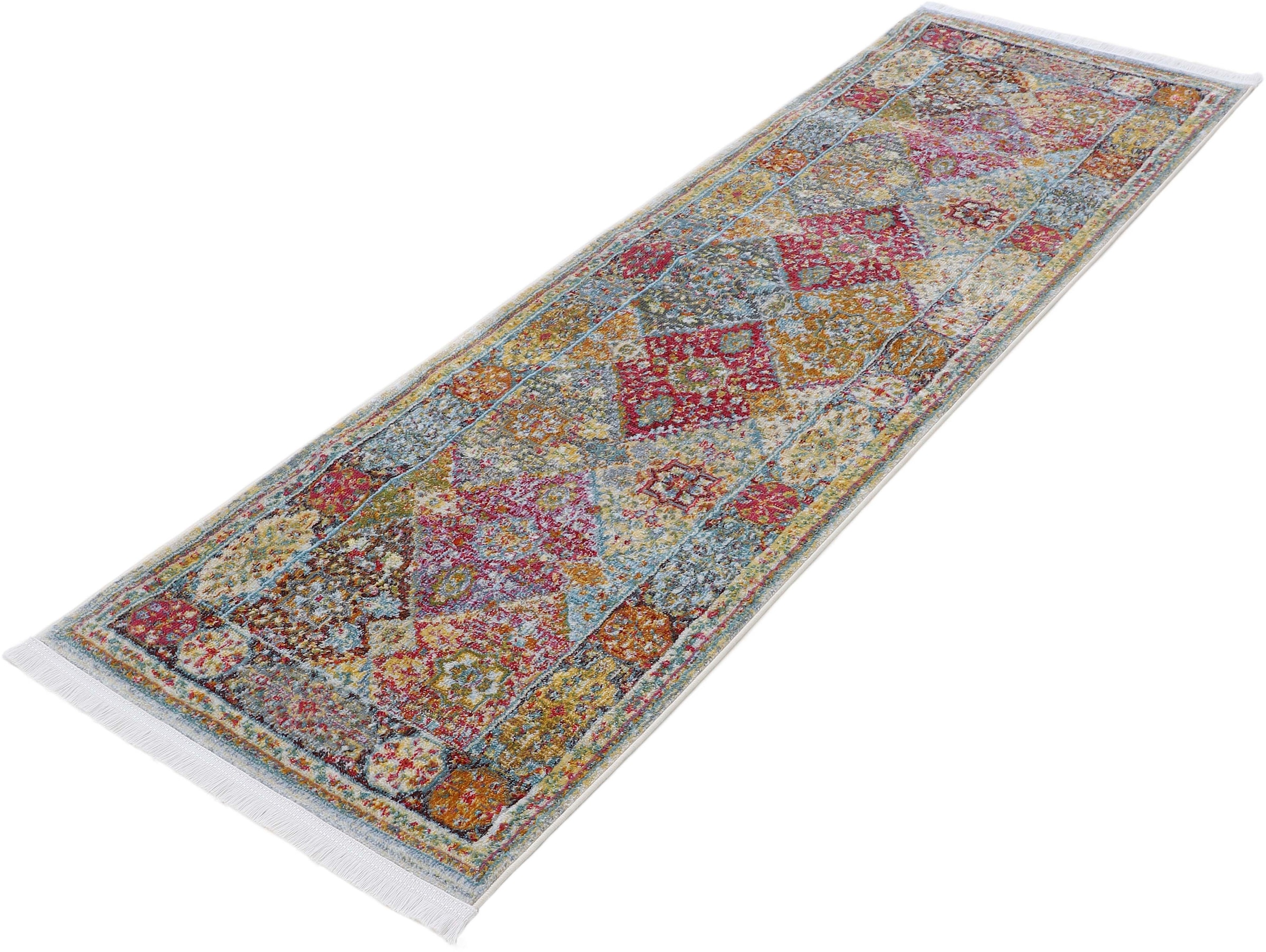 carpetfine Teppich »Harleen,  auch als Läufer«, rund, 8 mm Höhe, Vintage Look, Orient, mit Fransen, Wohnzimmer