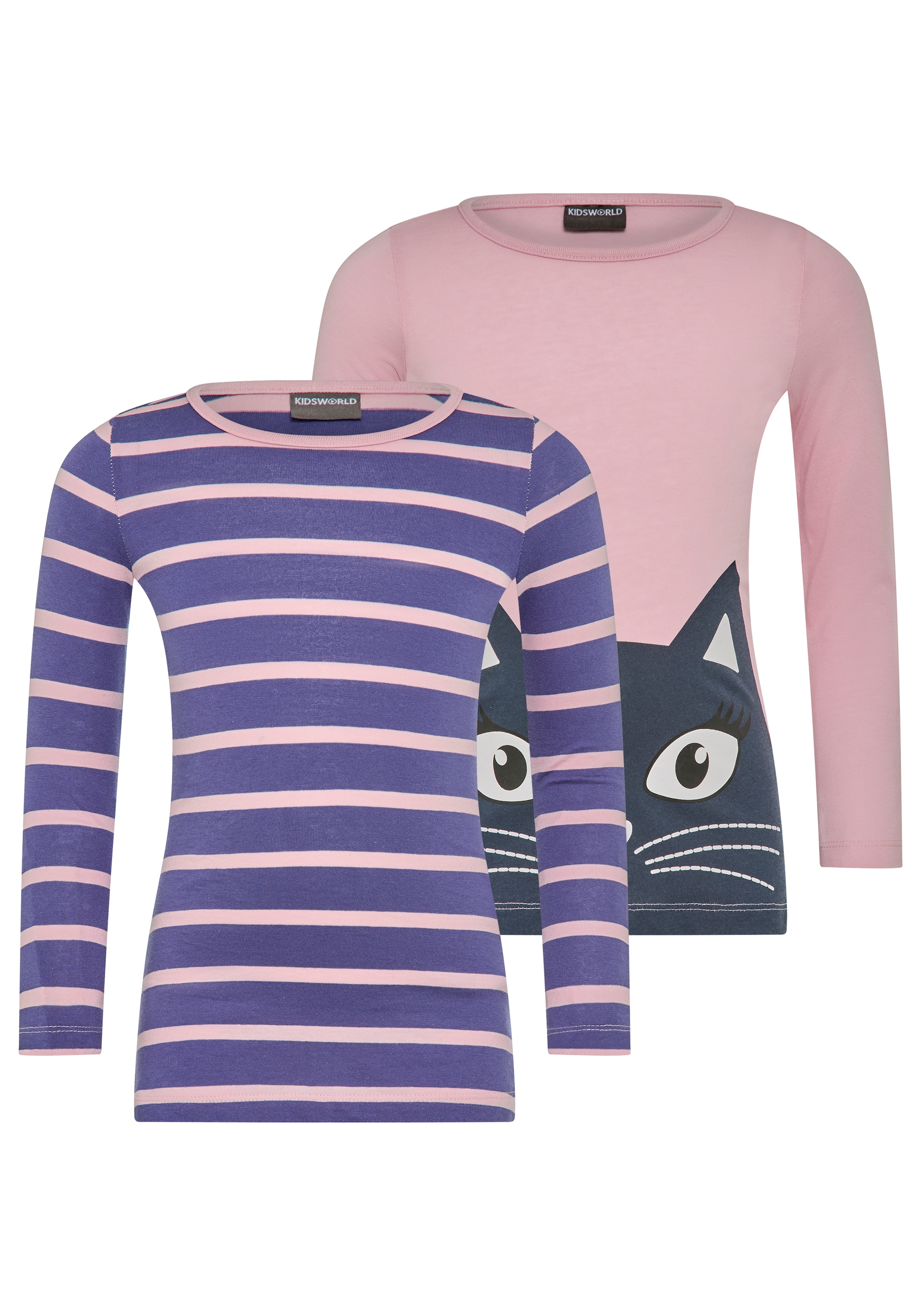 Image of KIDSWORLD Langarmshirt "für kleine Mädchen" 2er-Pack, 2 Stk. Langarm, lässige Passform