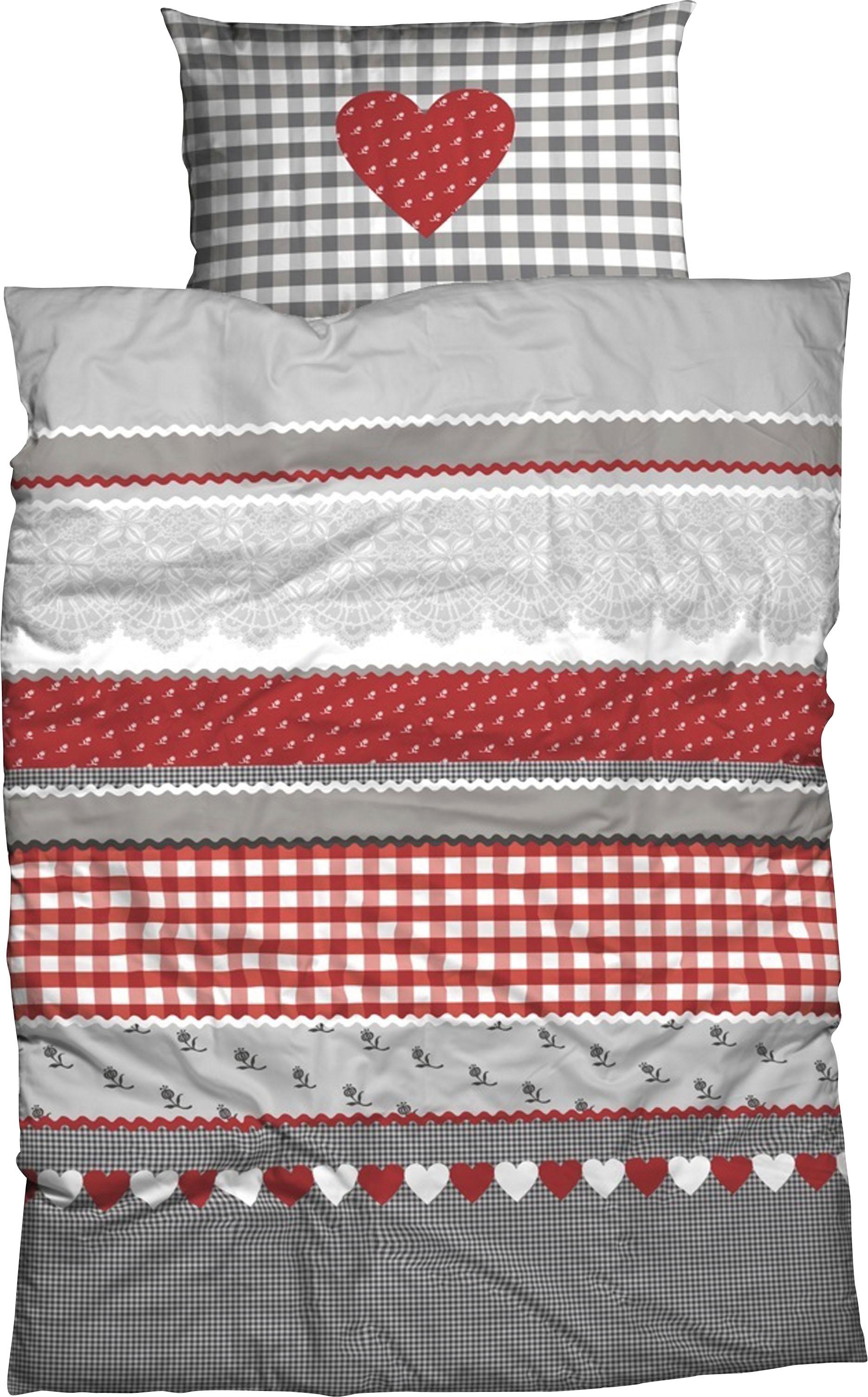 Image of CASATEX Bettwäsche "Herz-Karo" 3 Stk. niedlichem Herz-Karo Design