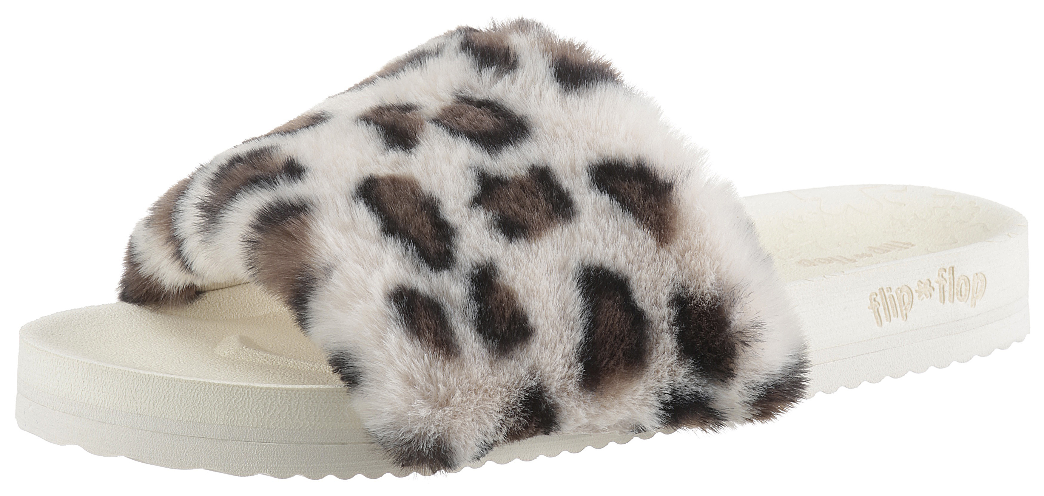 Pantoffel »pool*leo fur«, im Leo-Look