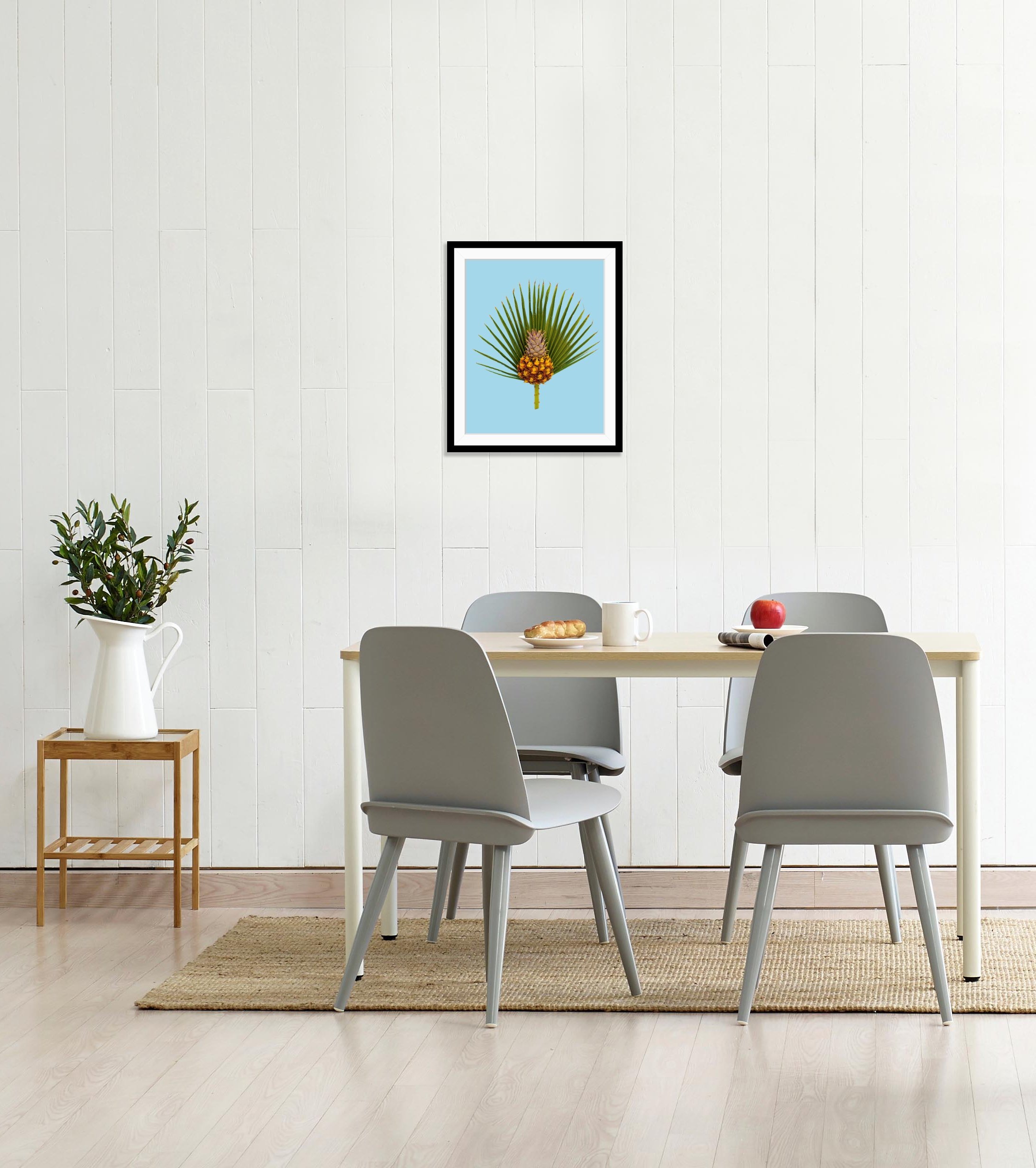 queence Bild »Diana« Ananas | Kunst | Obst | Obst Bilder | Palmen | Stechpalmen HD Premium Poster-Druck inkl. Holzrahmen