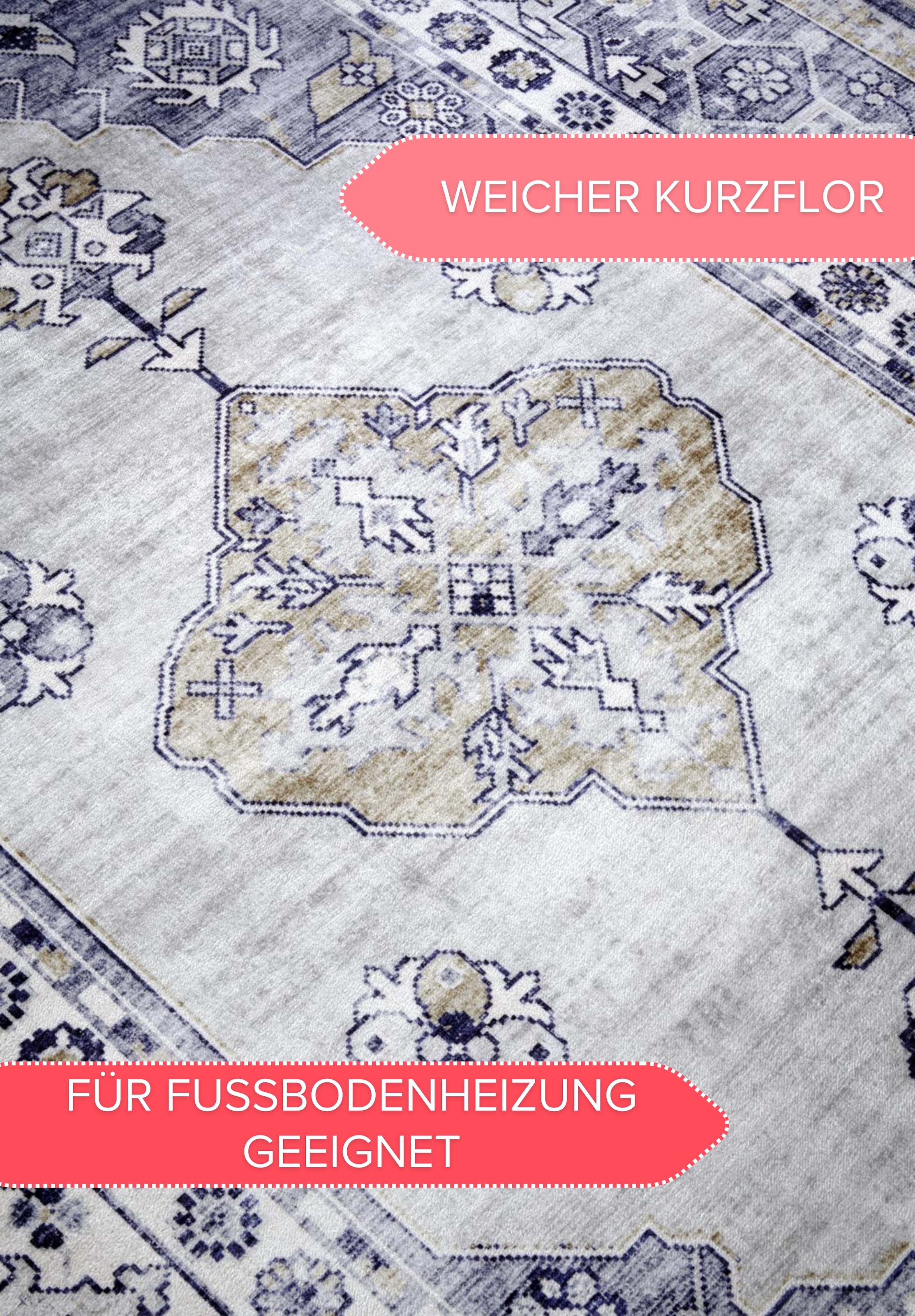 HANSE Home Teppich »Meridiem«, rechteckig, 5 mm Höhe, Kurzflor, Anti Rutsch, Orient, Vintage, Klassisch, Wohnzimmer, Flur