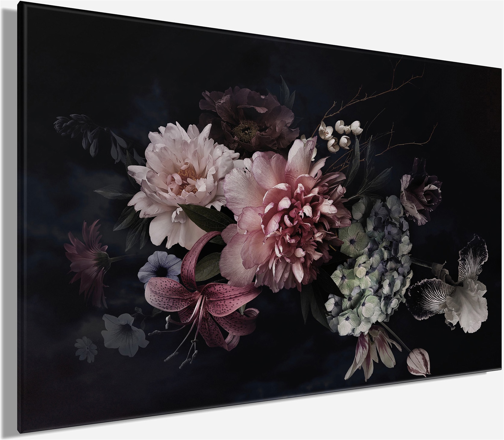 Bönninghoff Tableau sur toile »Wandbild BLUMEN 78x118 cm – Leinwandbild Keilrahmen Deko modern« Fleurs | Images de fleurs | Orchidée 1 cuis tlg. tendu sur châssis