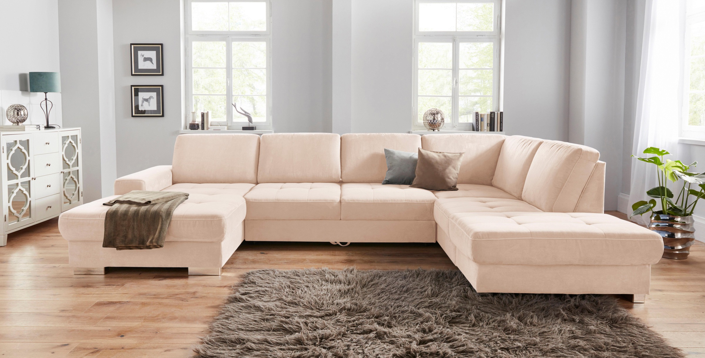 sit&more Wohnlandschaft »Santorini U-Form« mit Federkern und Sitztiefenverstellung, wahlweise mit Bettfunktion