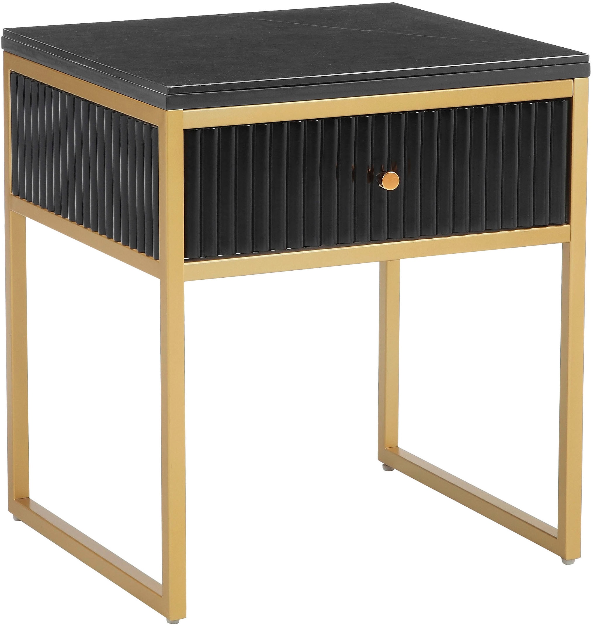 Image of Leonique Beistelltisch "Fleuriss" Keramikplatte, goldene Beine, FSC-zertifiziertes Holz, Breite 50 cm