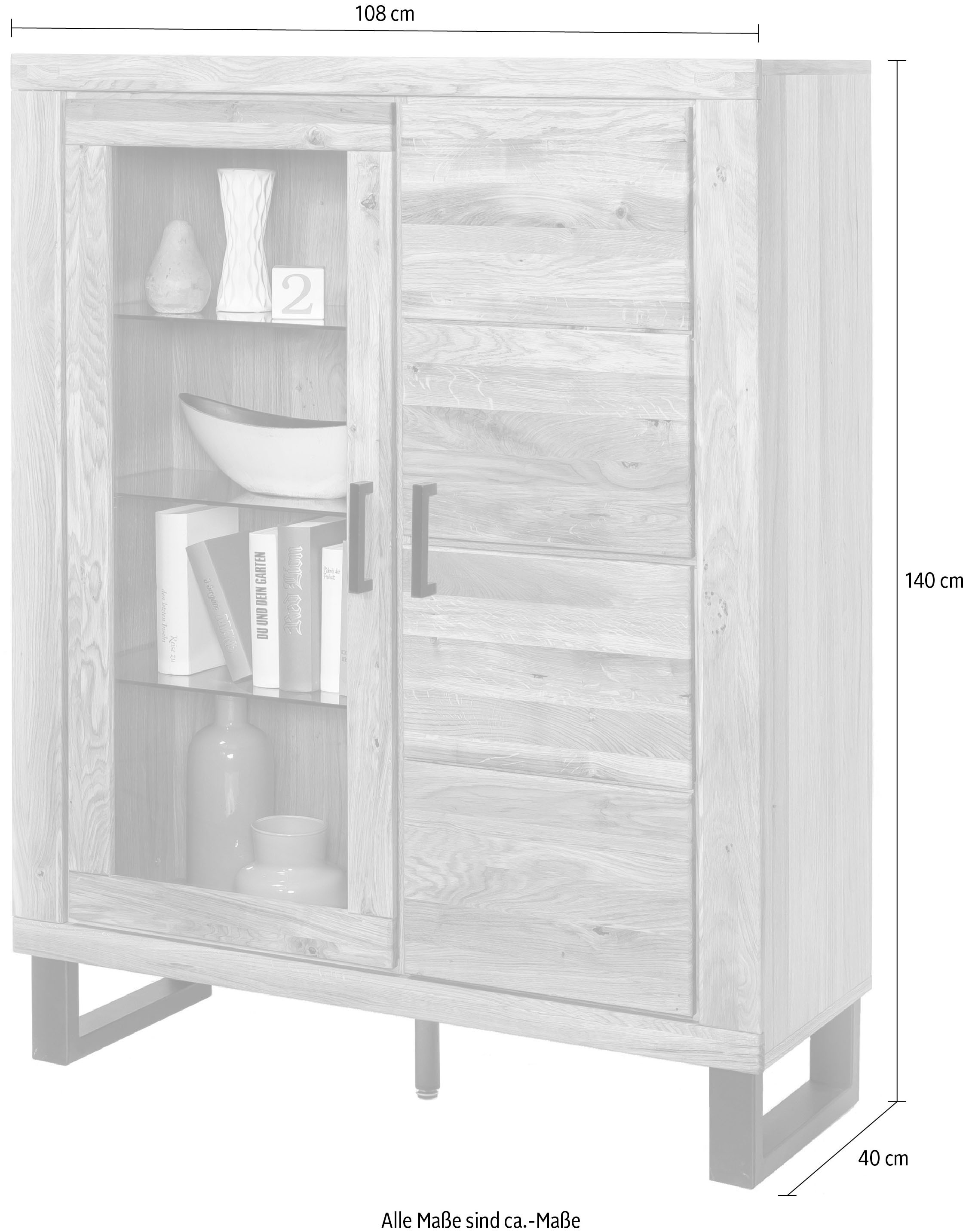 Home affaire Sideboard 1 cuis tlg. Industriestil, Teilmassiv Eiche, schwarze Elemente, Modern