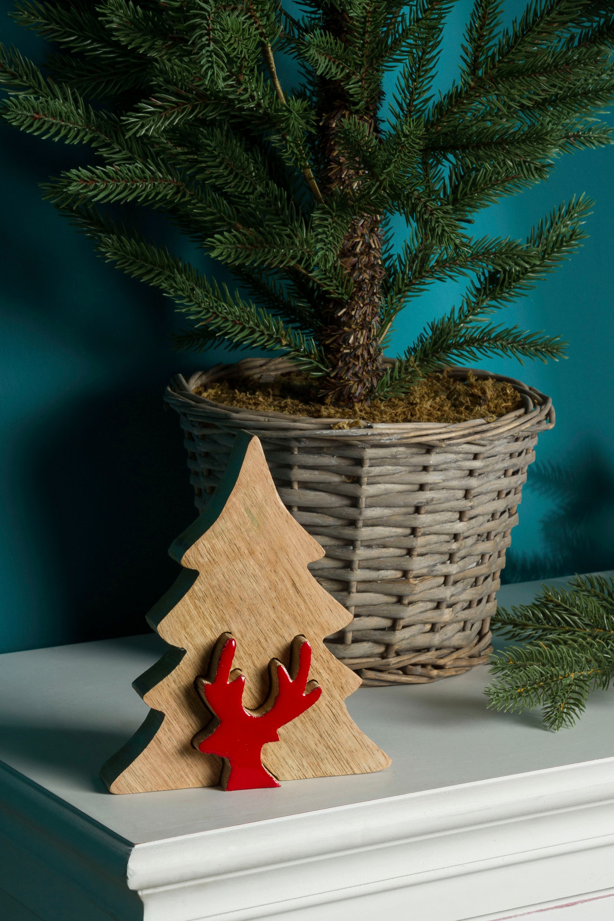 Myflair Möbel & Accessoires Dekobaum »Deko Puzzle Baum, mit Rentier« Weihnachtsdeko aus Holz, Weihnachtsbaum, Höhe ca. 17 cm