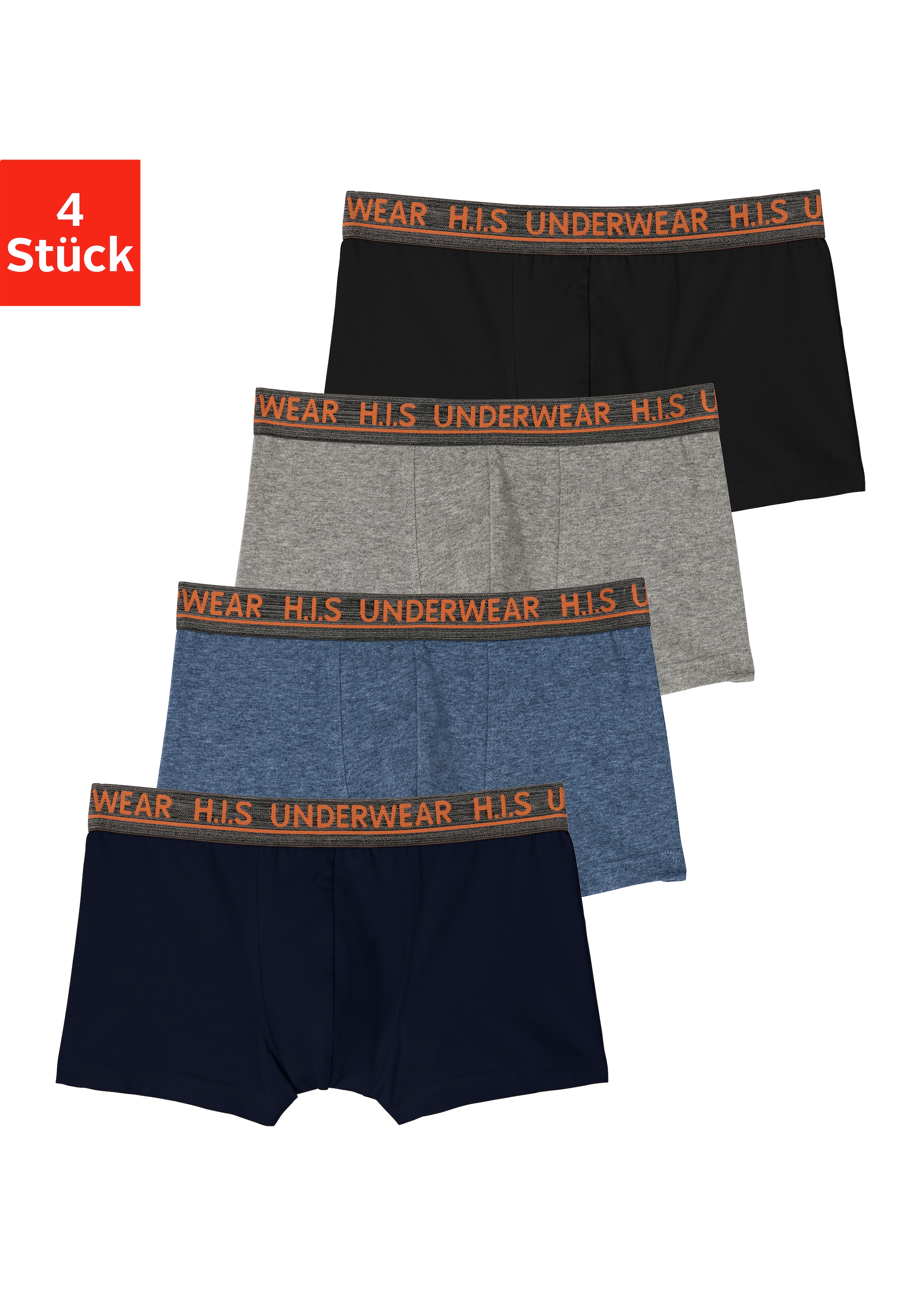 Image of H.I.S Boxer "Boxershorts für Jungen" Packung, 4 Stk. mit meliertem Logo Webbund