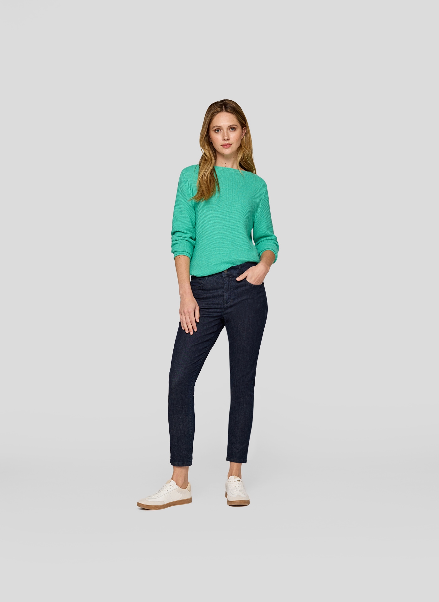 Rabe Pull à col rond in Struktur-Optik